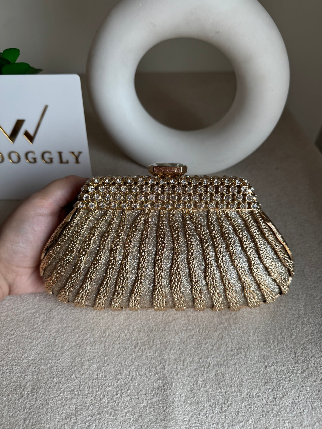 Roselle Clutch Champagne Metal