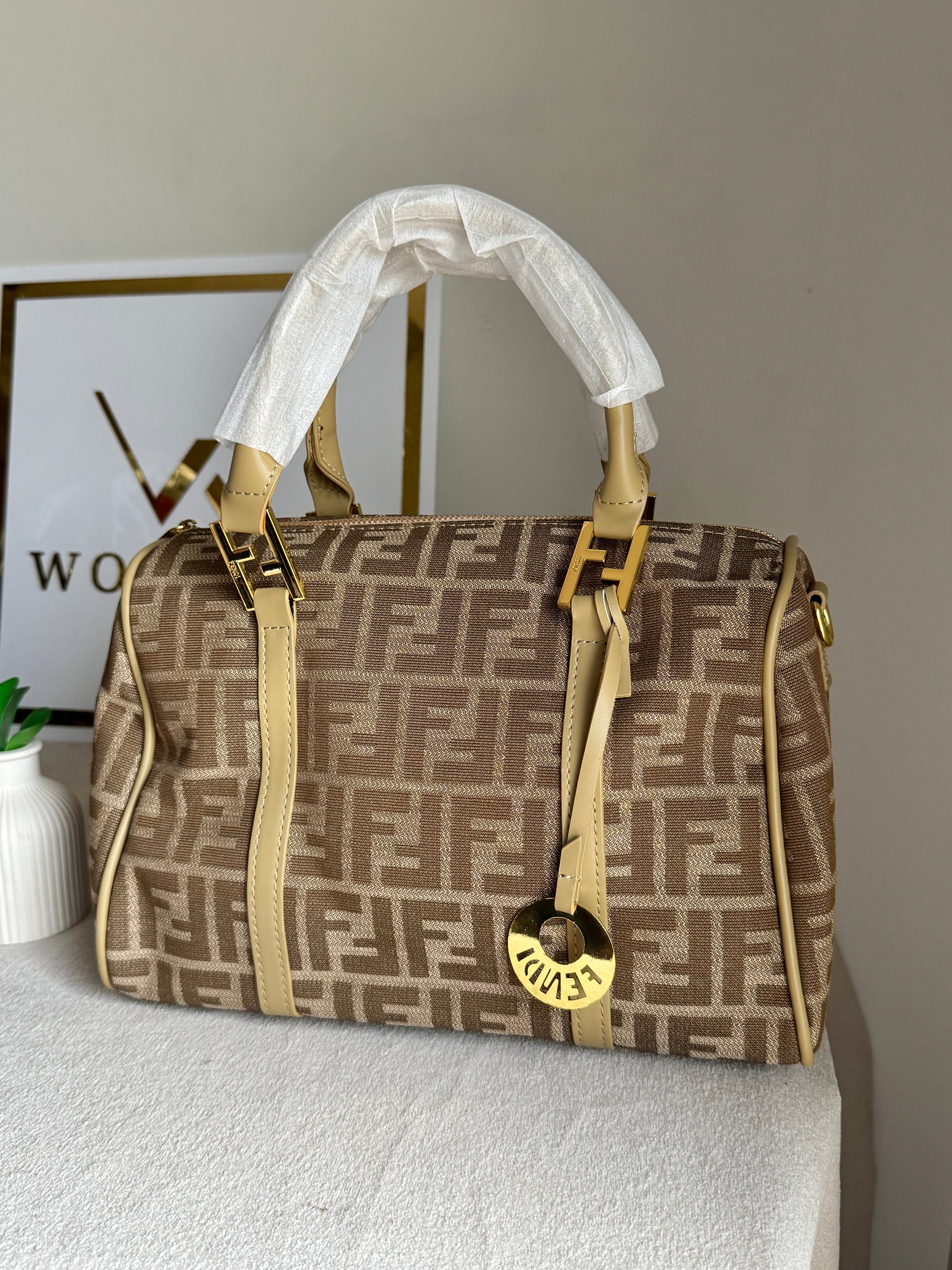 Fendi Signature Hand Bag - Beige