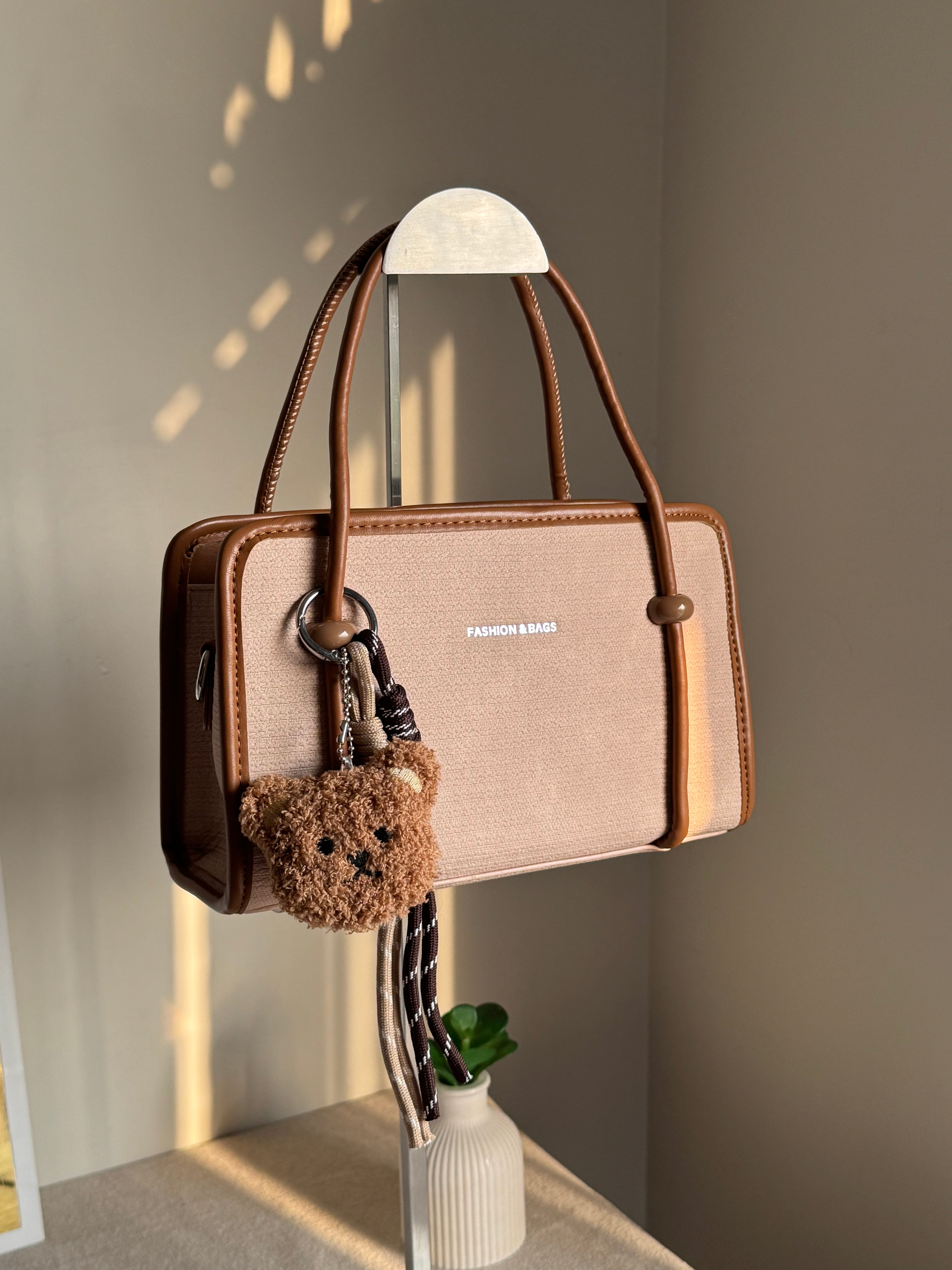 Coco Light Beige Teddy Bag with Teddy Bag Charm