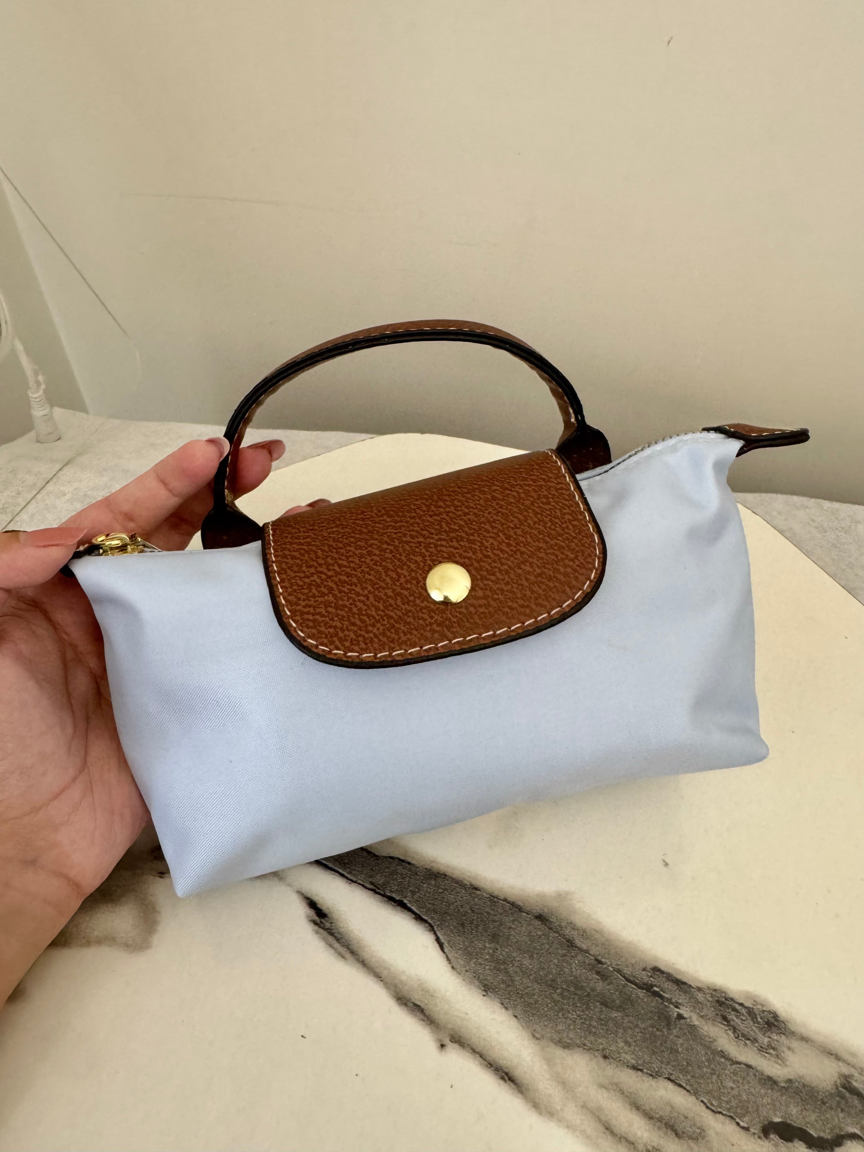 Longchamp Crossbody Bag with Strap - Small Baby Blue (NO LOGO)