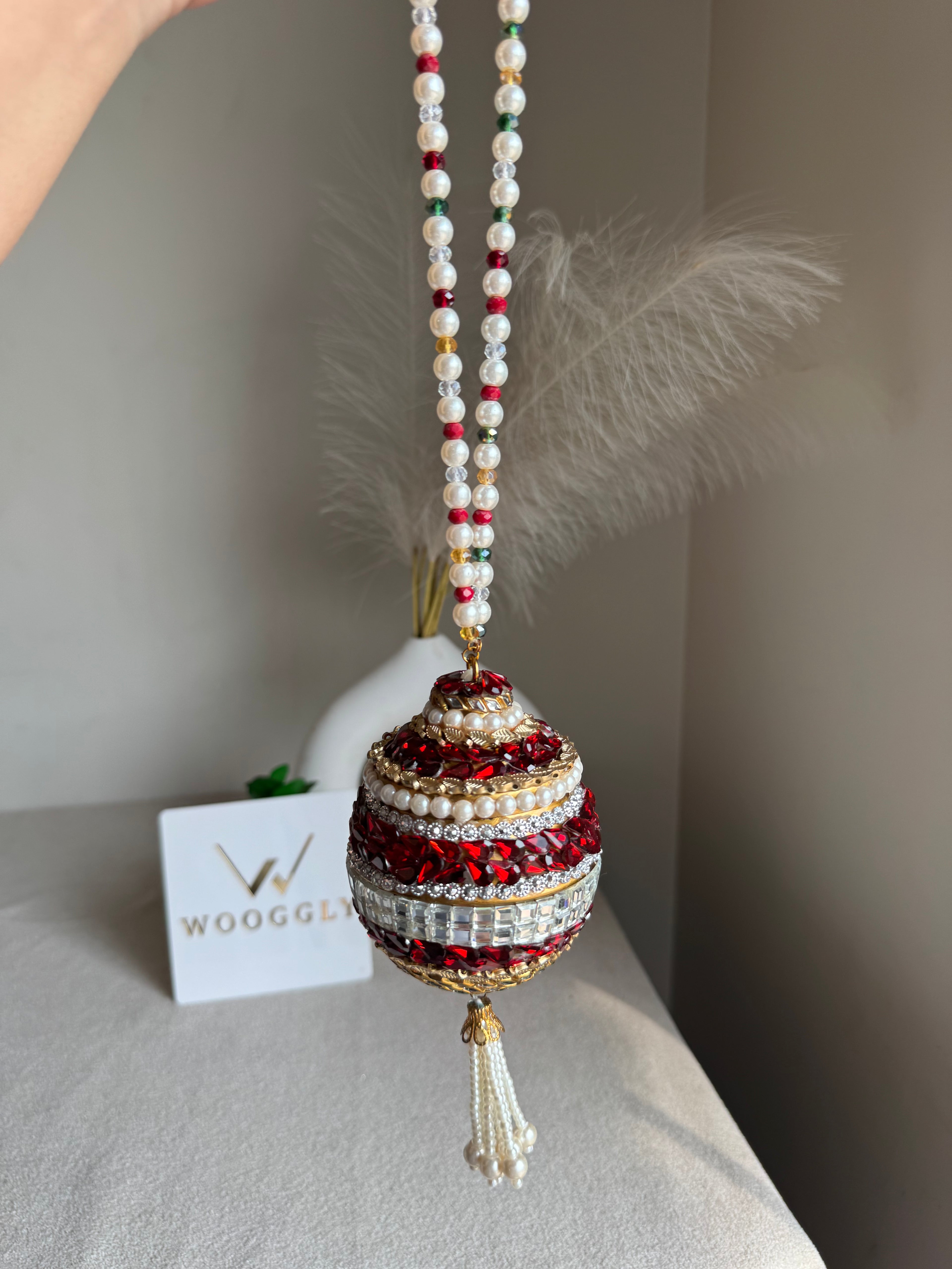 Turkish Potli - Reddish Kundan