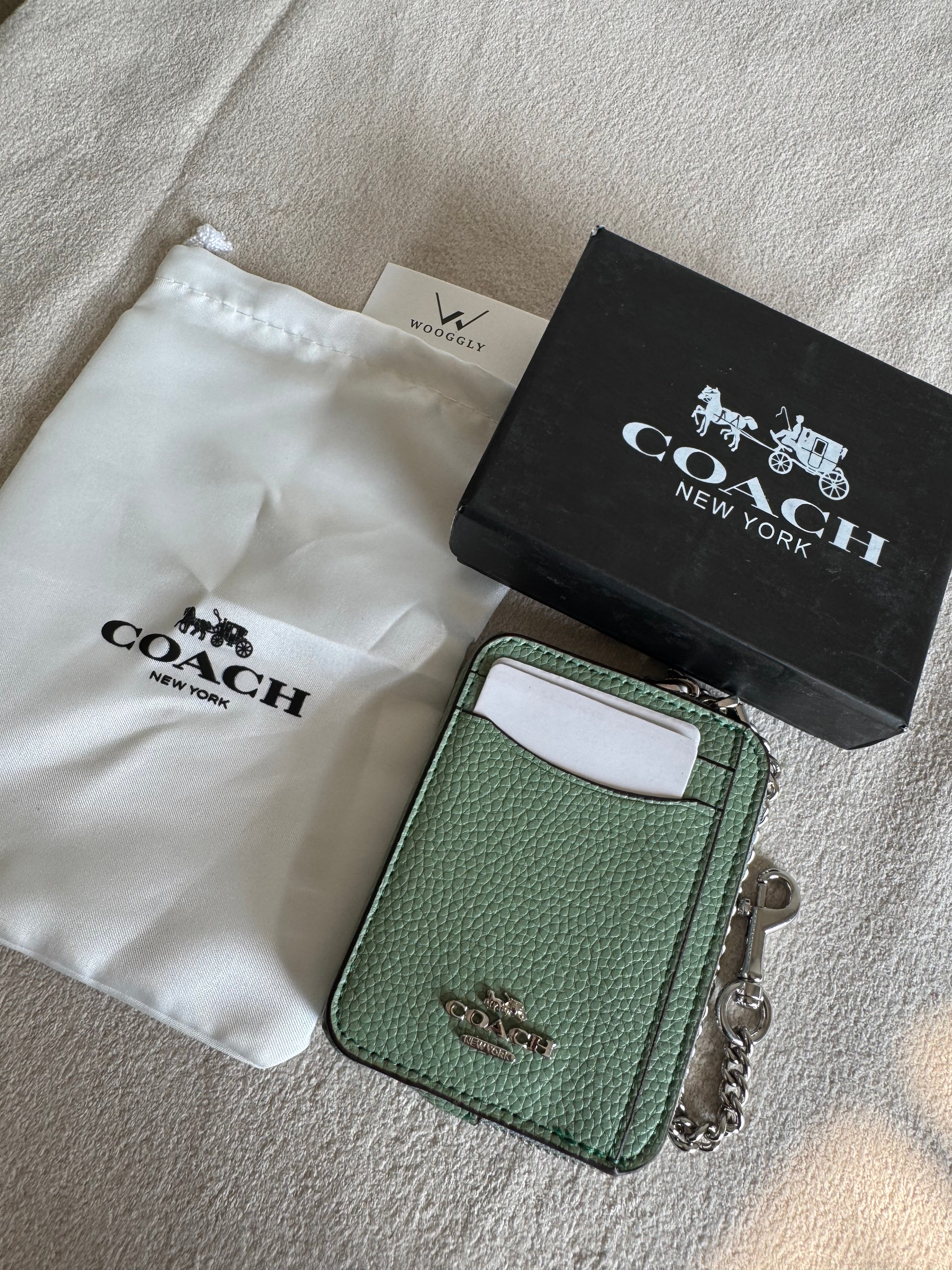 Coach Zip Card Case with Box Packing - Sea Green