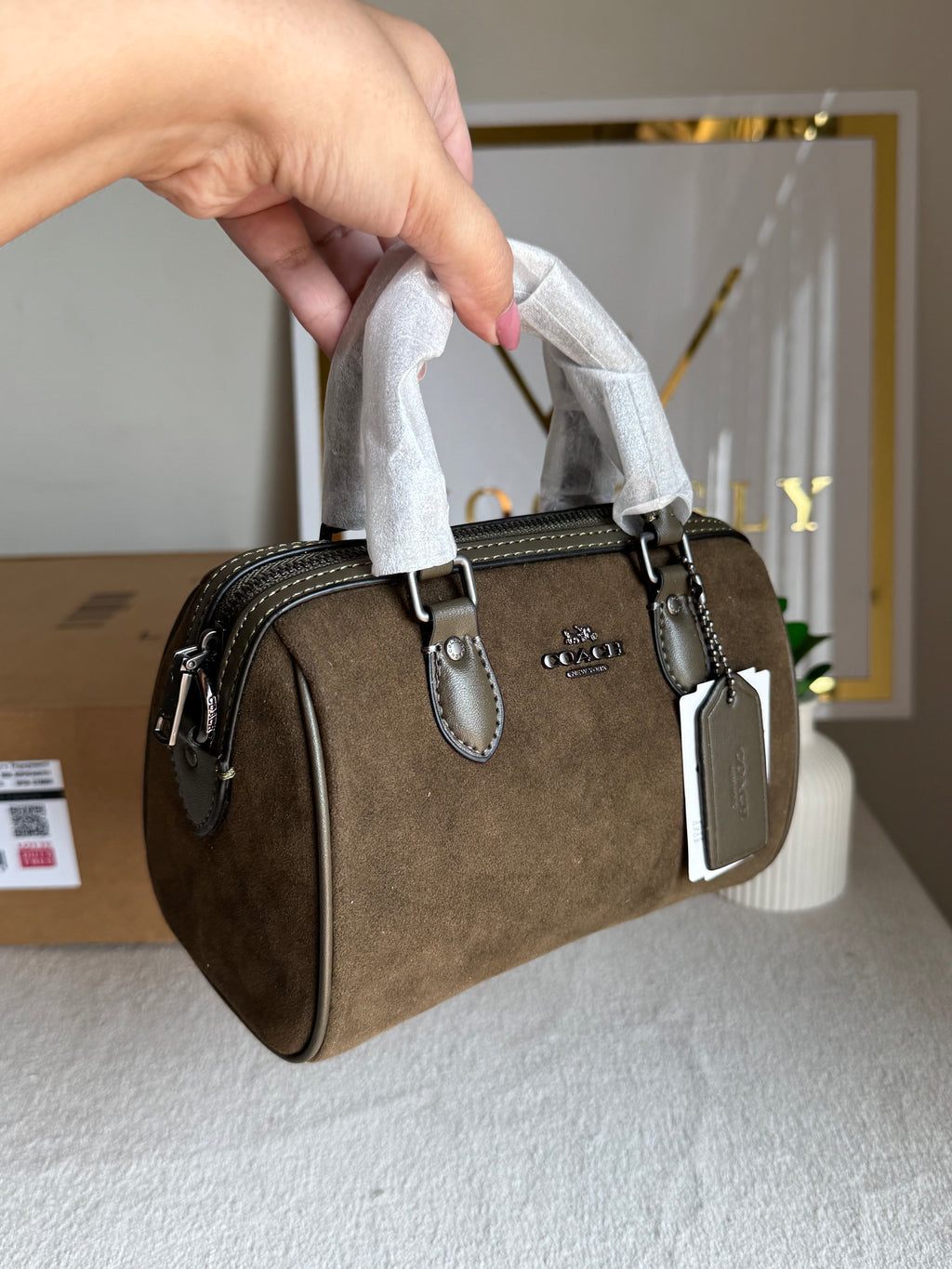 COACH Mini Duffle Bag PREMIUM with Long Strap (Olive) - BOX PACKING
