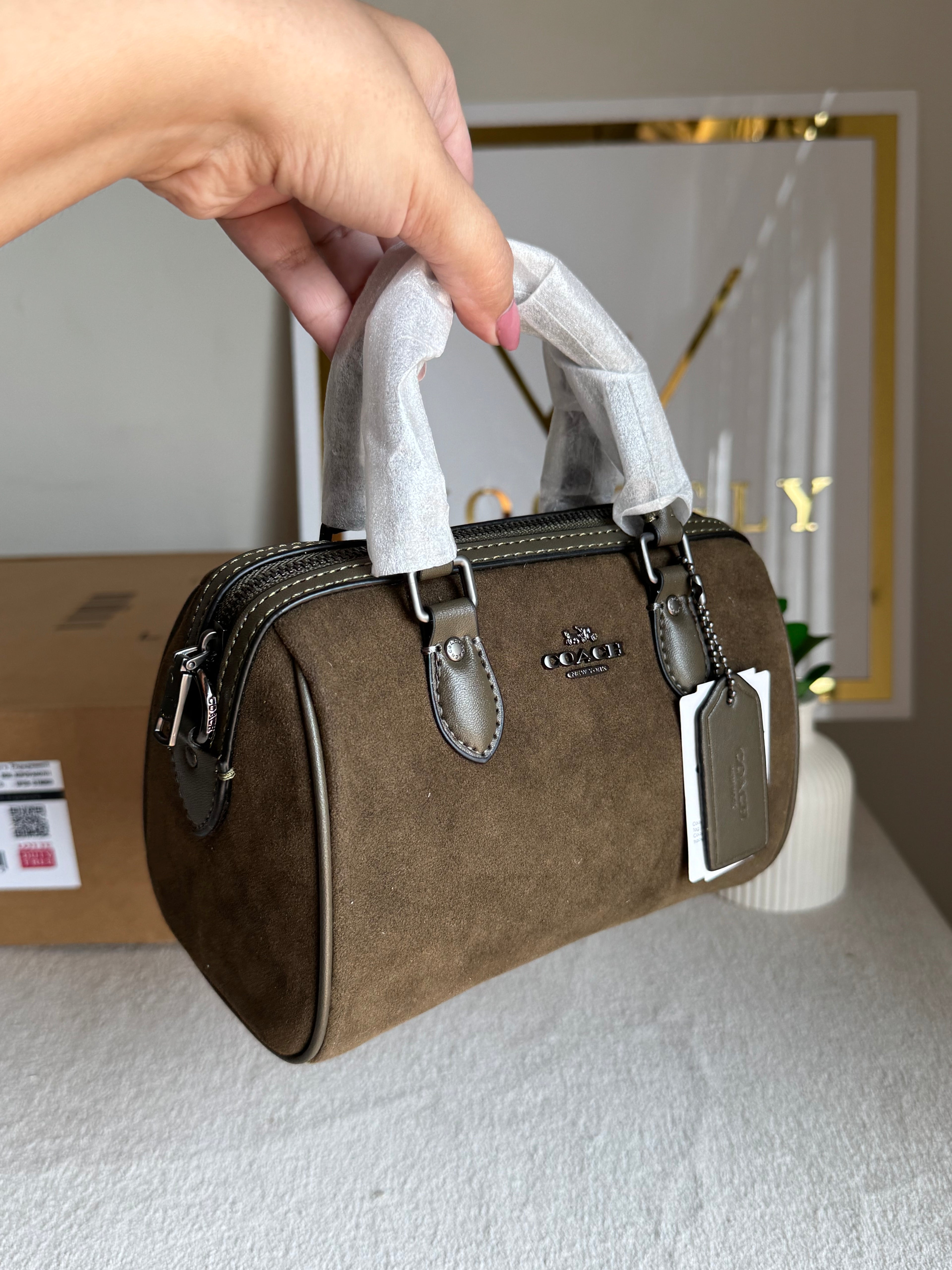 COACH Mini Duffle Bag PREMIUM with Long Strap (Olive) - BOX PACKING