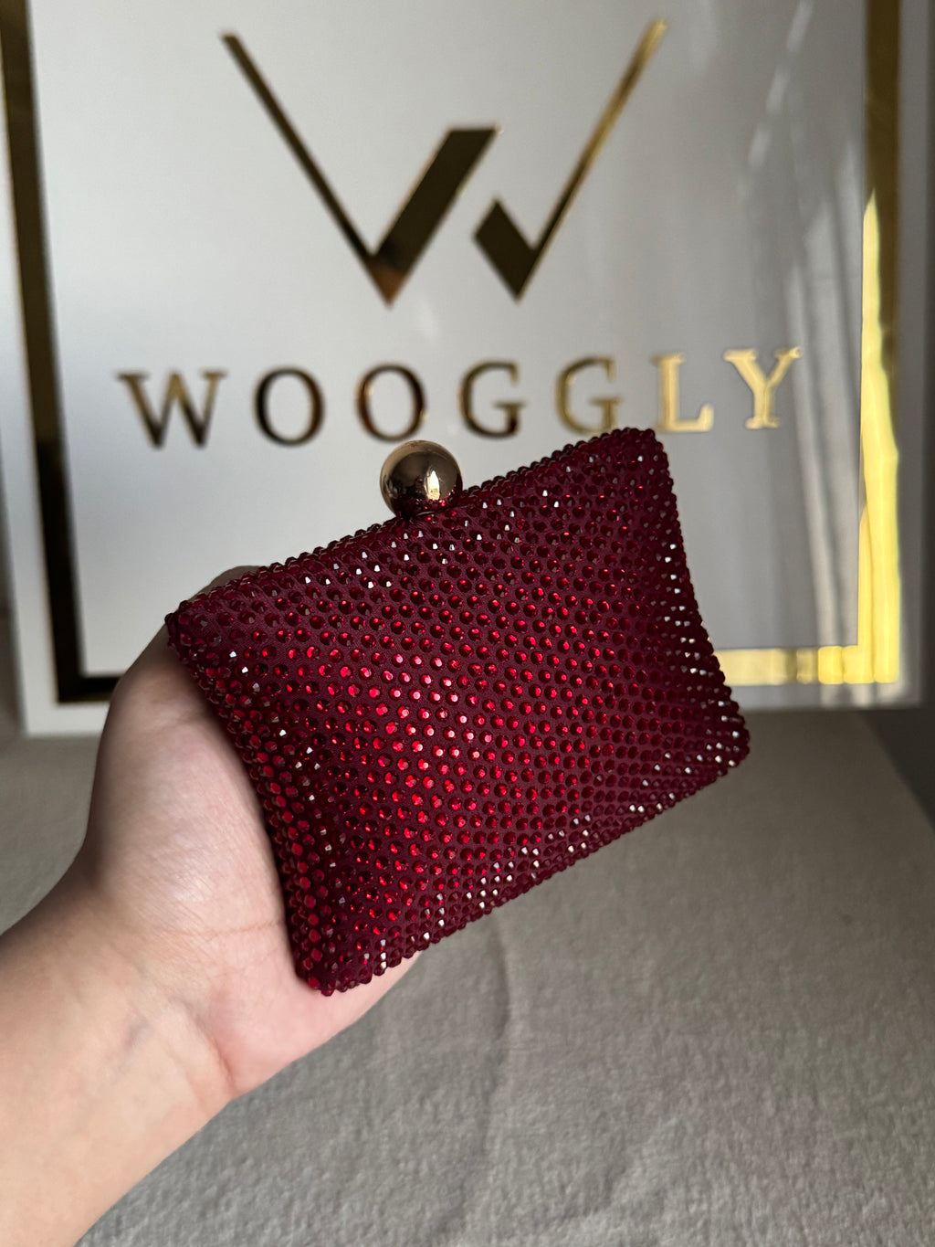 Muse Swarovski Clutch - Reddish Maroon