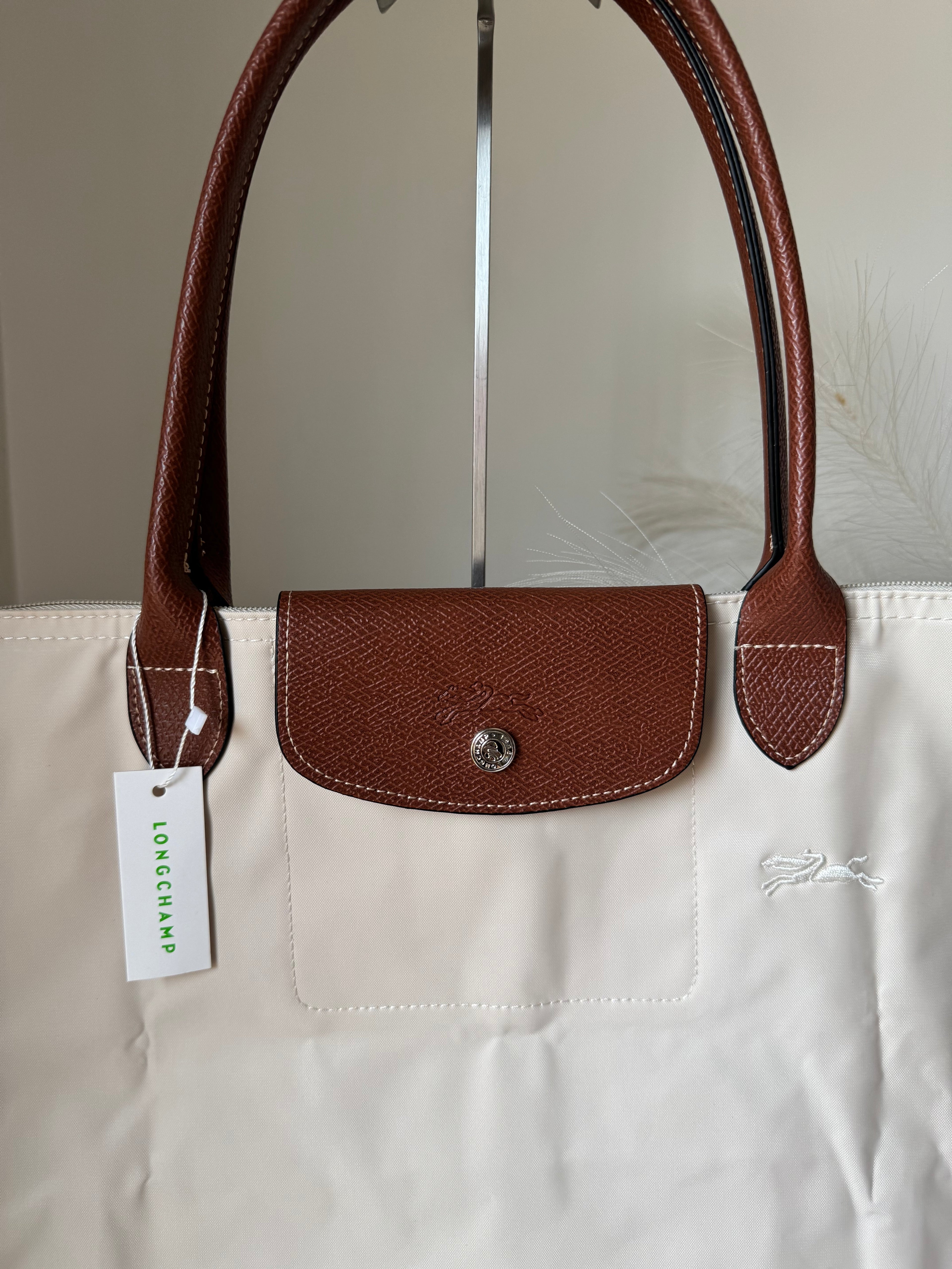 Longchamp Tote LARGE - Paper White (WITH BRAND LOGO)