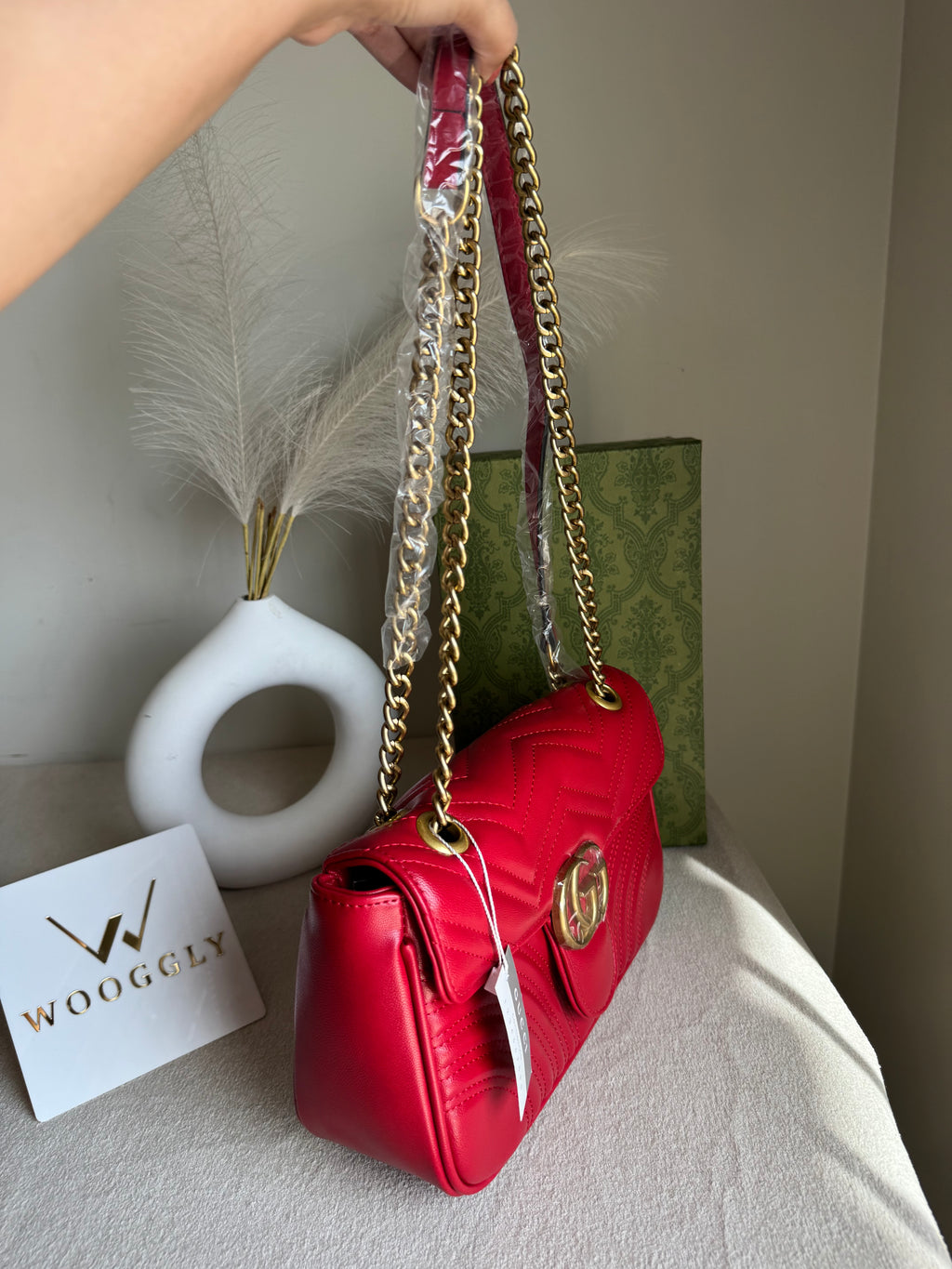 Gucci Signature Bag MEDIUM - Red with Box Packing