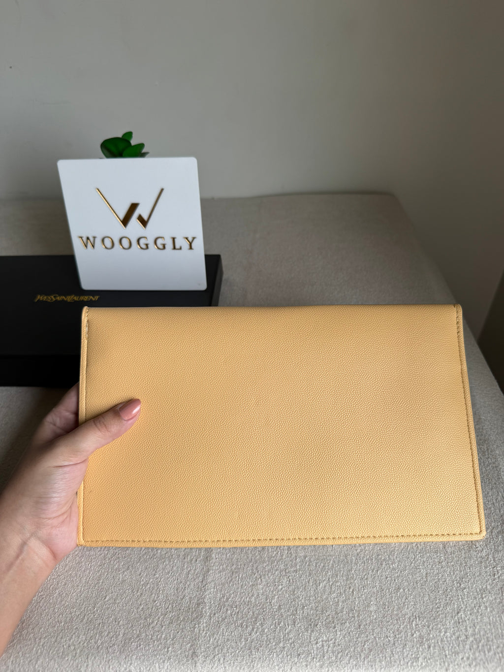 Premium Quality YSL Pouch with Box Packing - Butter Yellow