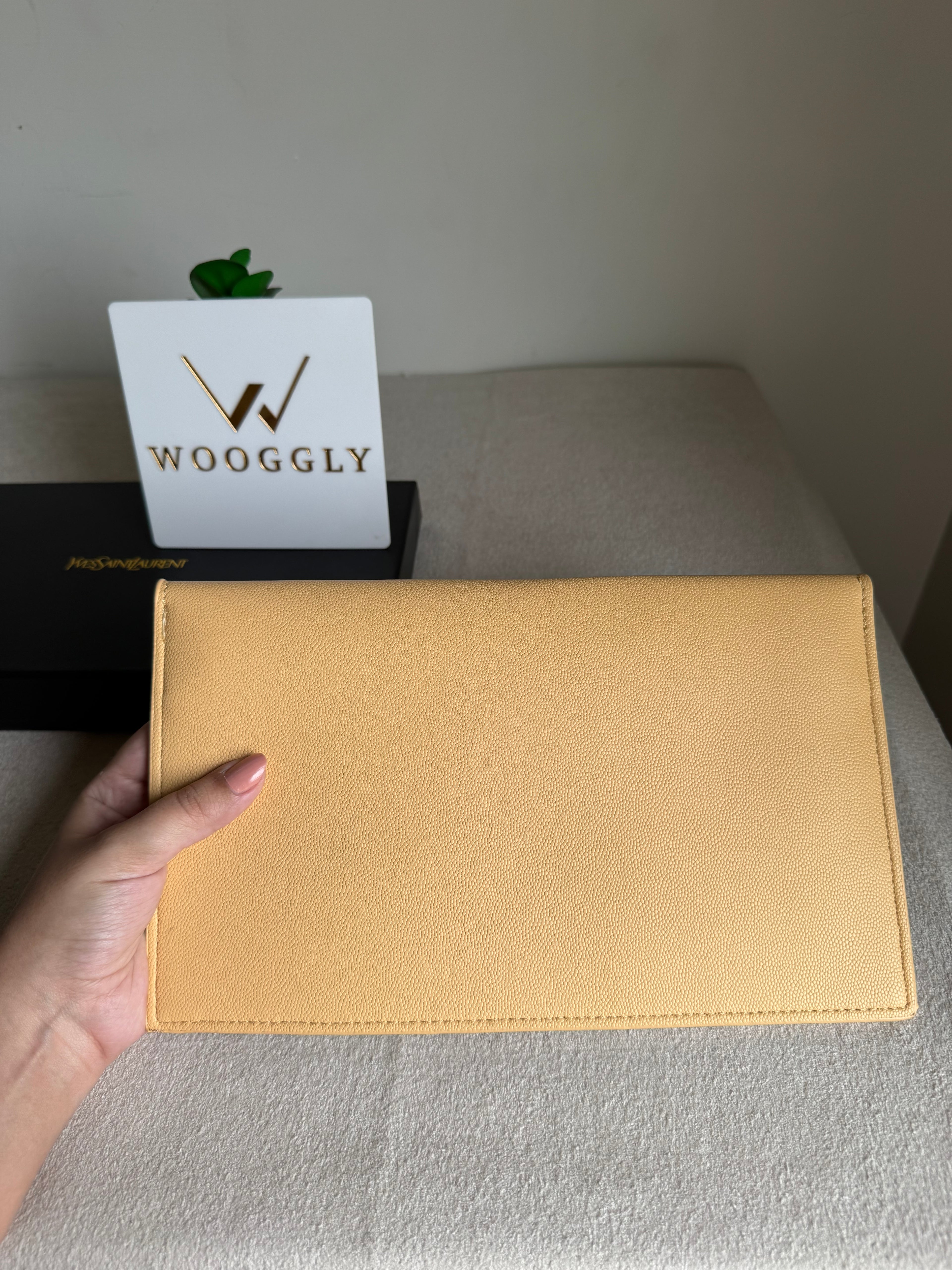 Premium Quality YSL Pouch with Box Packing - Butter Yellow