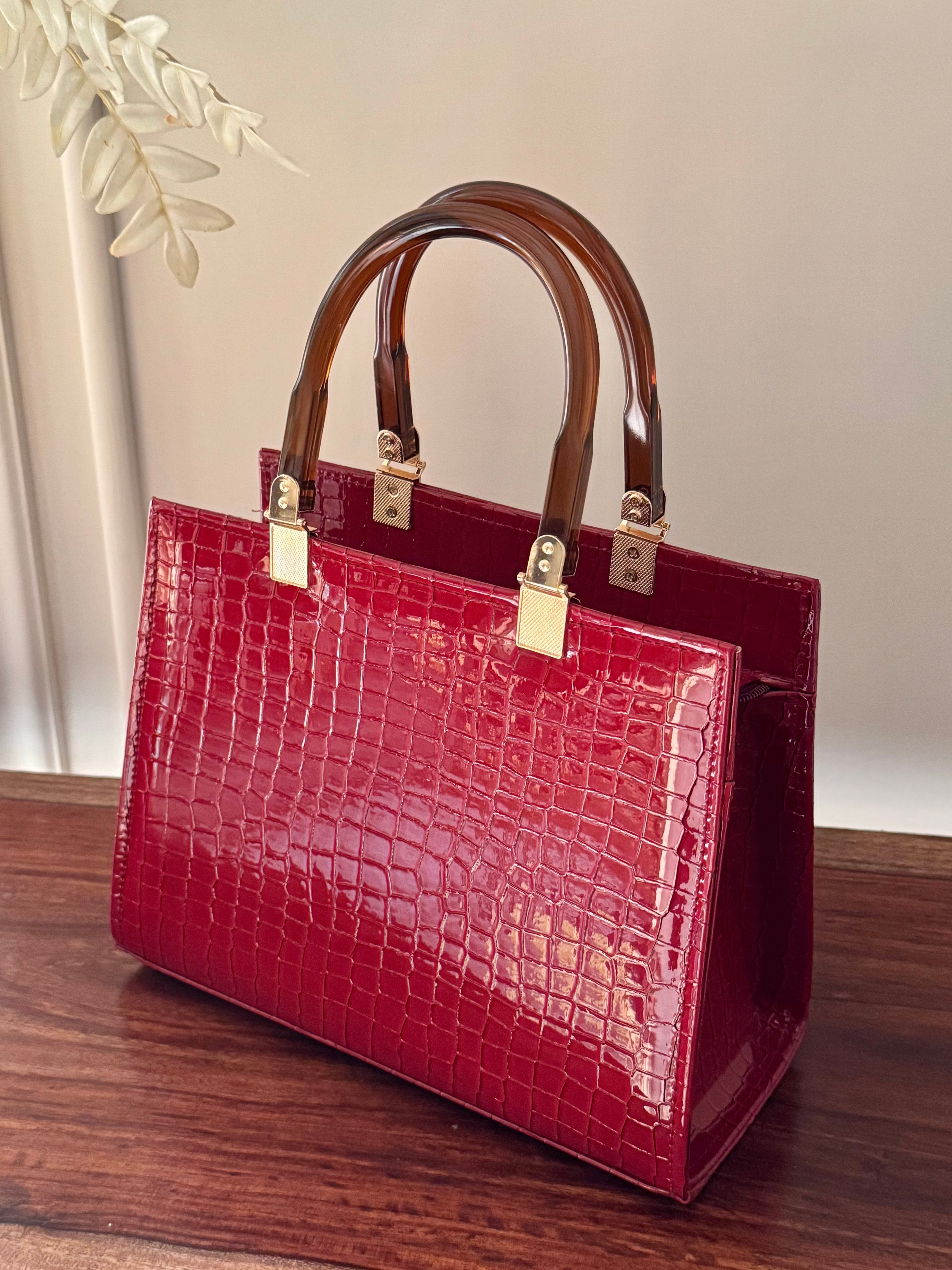 Dune Hand Bag with Long Strap - Maroon