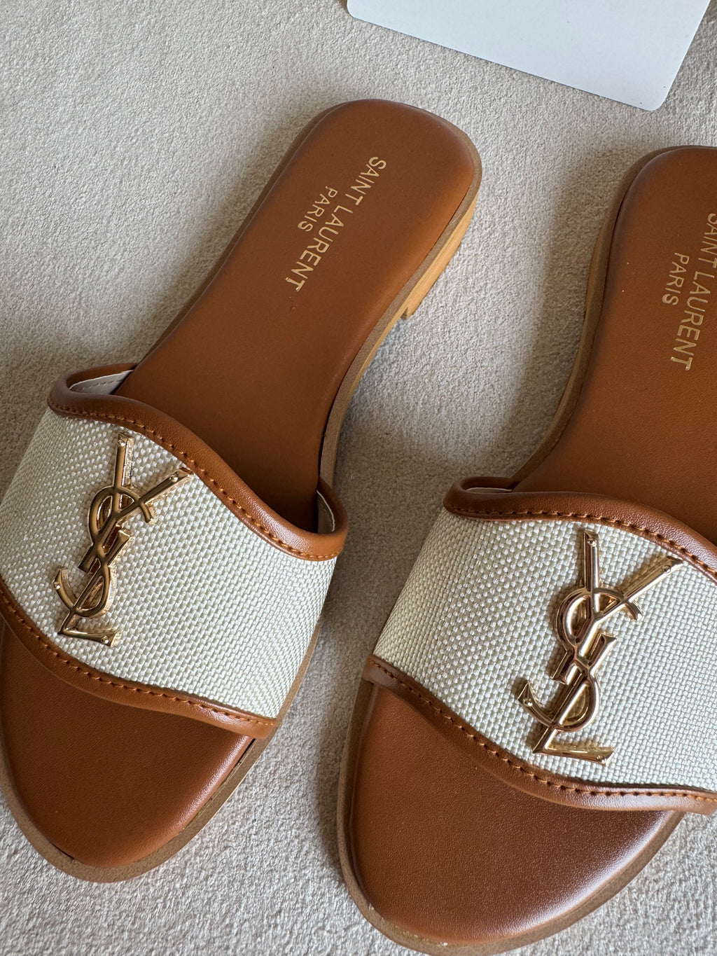 YSL Jute Slides - Beige
