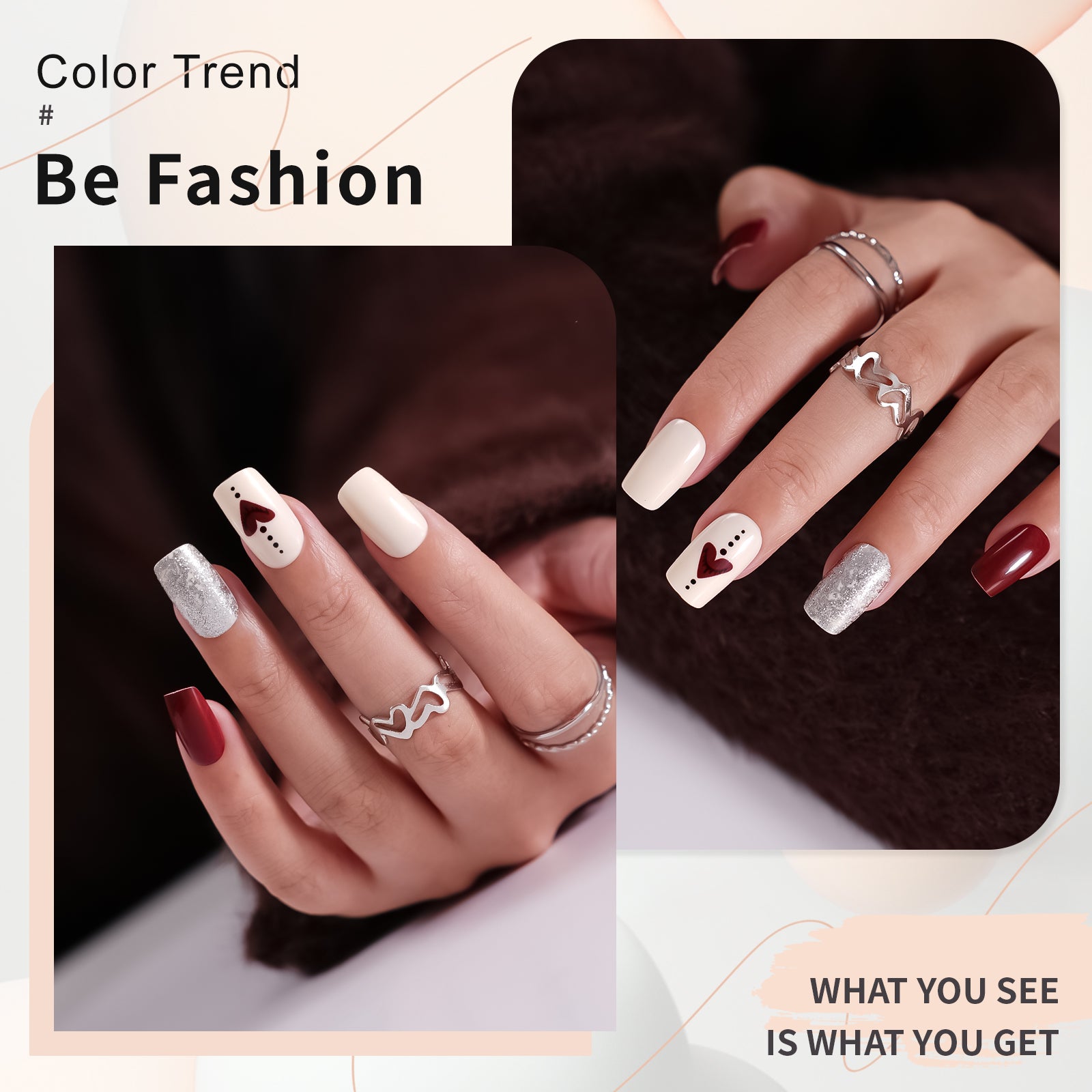 Glamorous Press On Nails - 24 Pieces Complete Kit