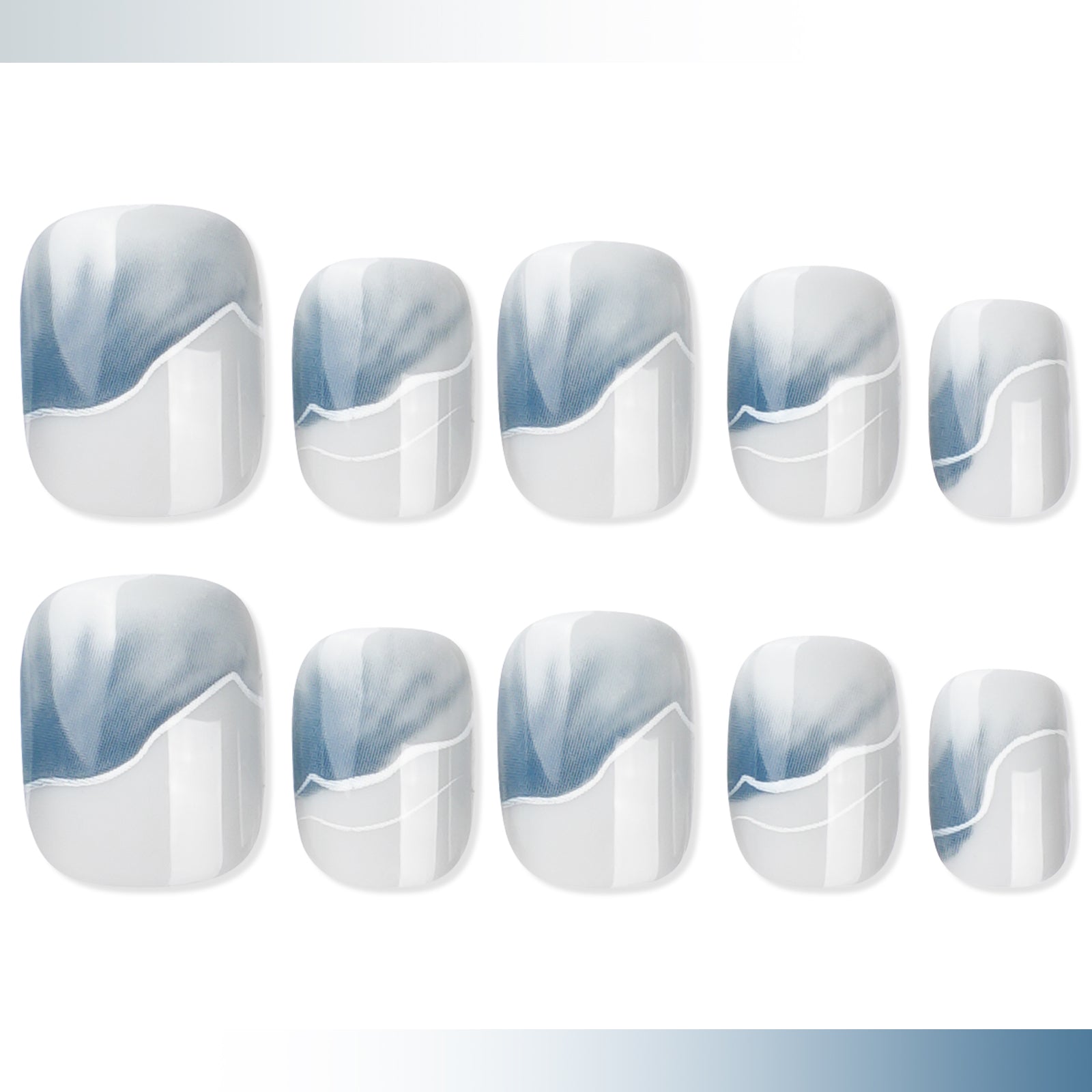 Ocean Wave Press On Nails - 24 Pieces Complete Kit