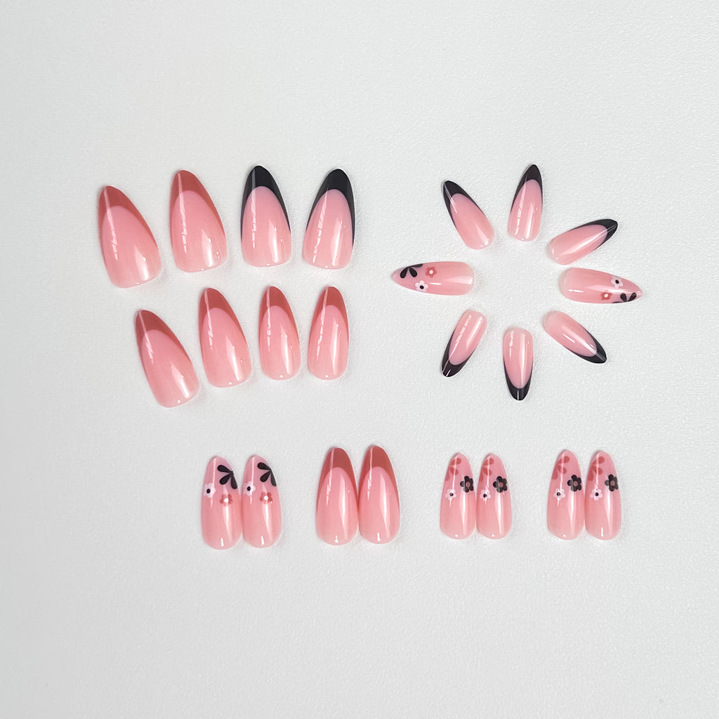 Pink Beauty Press On Nails - 24 Pieces Complete Kit