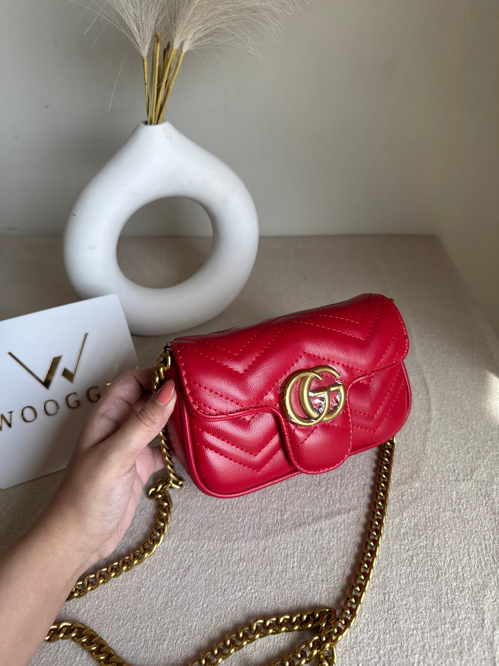 Gucci Signature Bag SMALL - Red with Box Packing