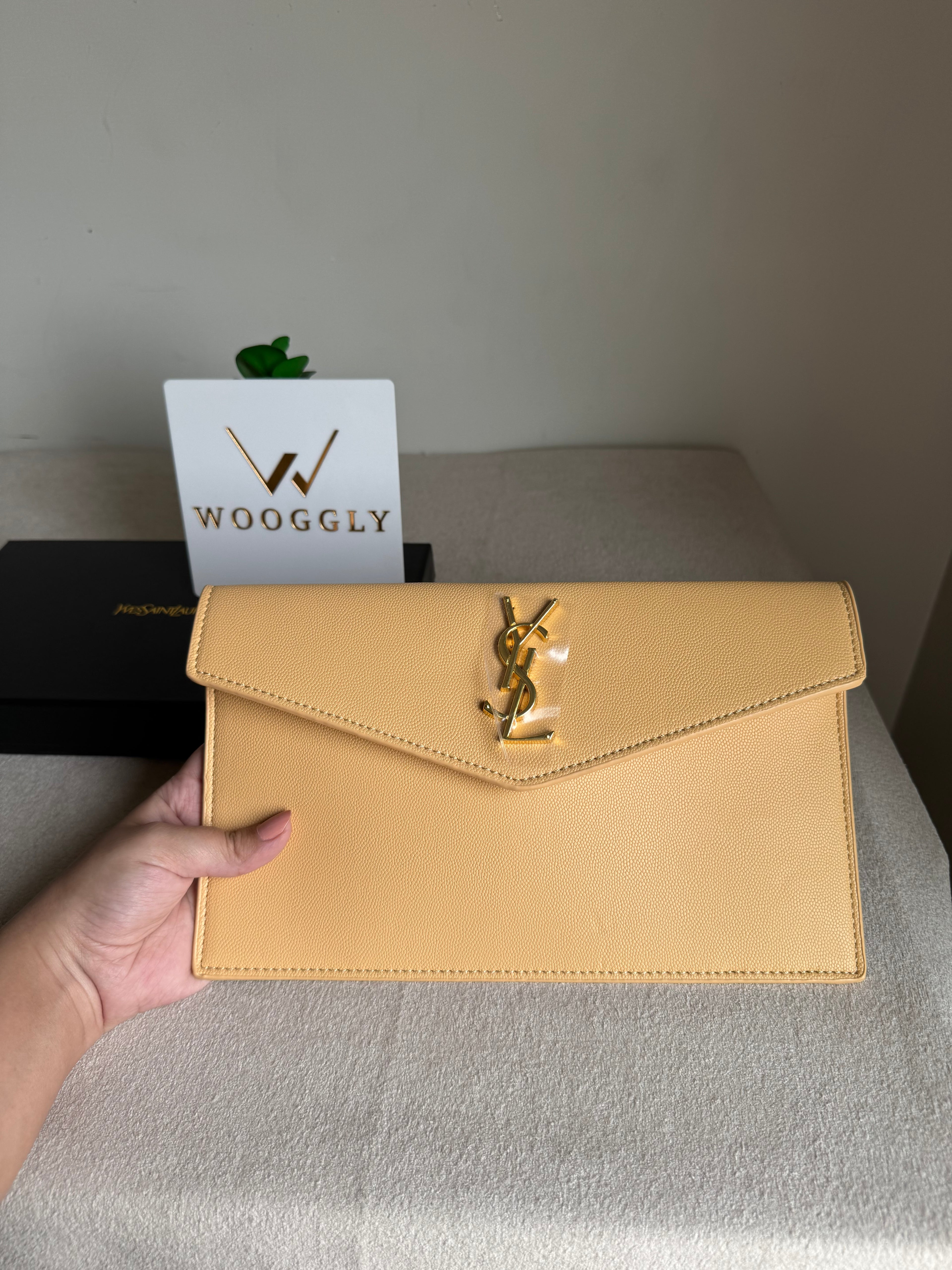 Premium Quality YSL Pouch with Box Packing - Butter Yellow