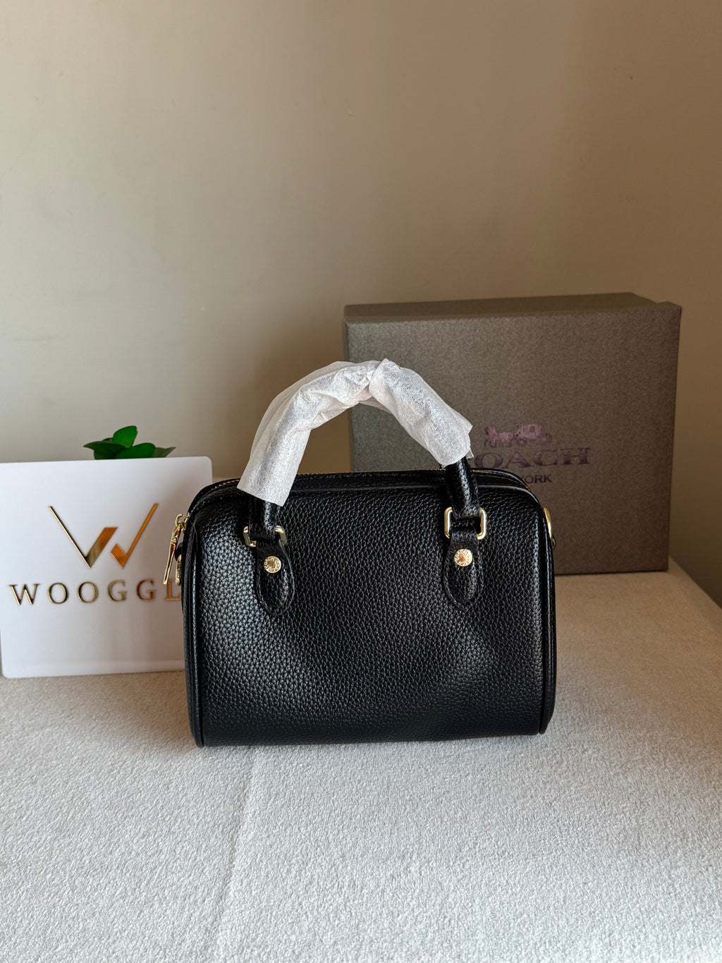 COACH Mini Duffle Bag PREMIUM with Long Strap BLACK - BOX PACKING