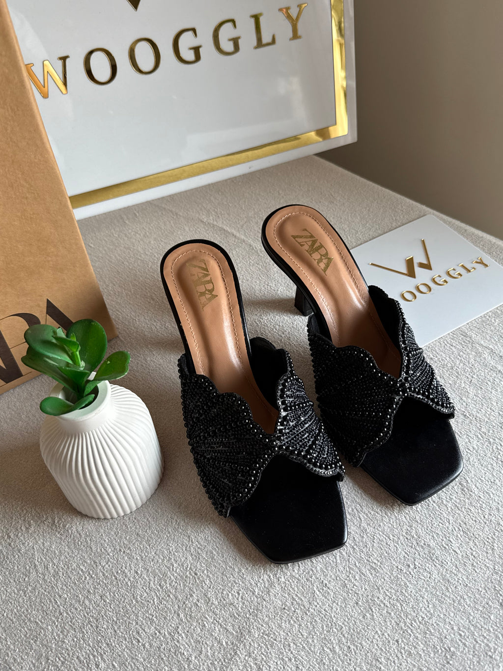 Viral Zara Faux Heels BLACK with Brand Box