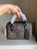 COACH Mini Duffle Bag PREMIUM with Long Strap Signature Brown - BOX PACKING