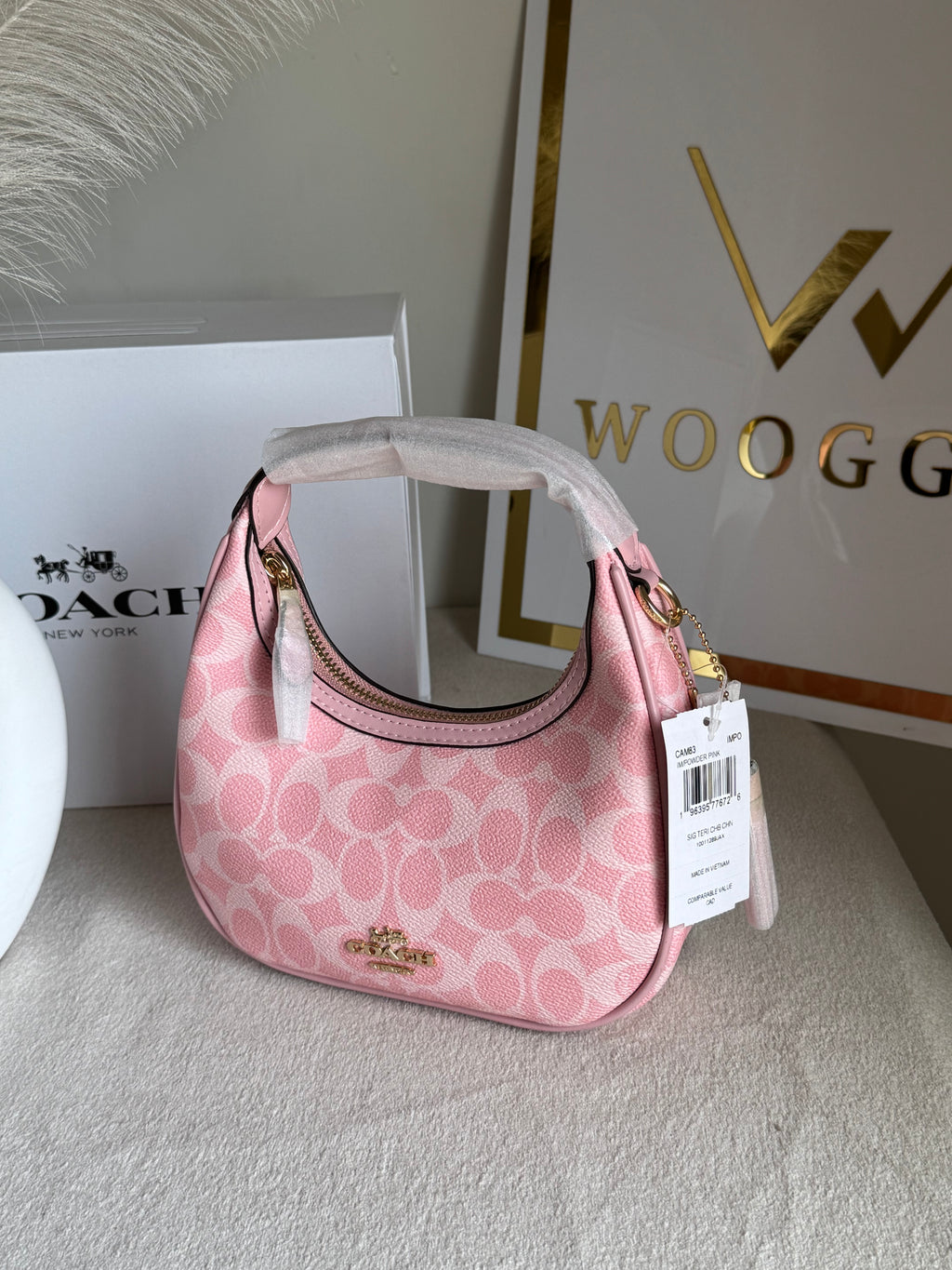 COACH Powder Pink Pretty Bag with Long Strap - BOX PACKING