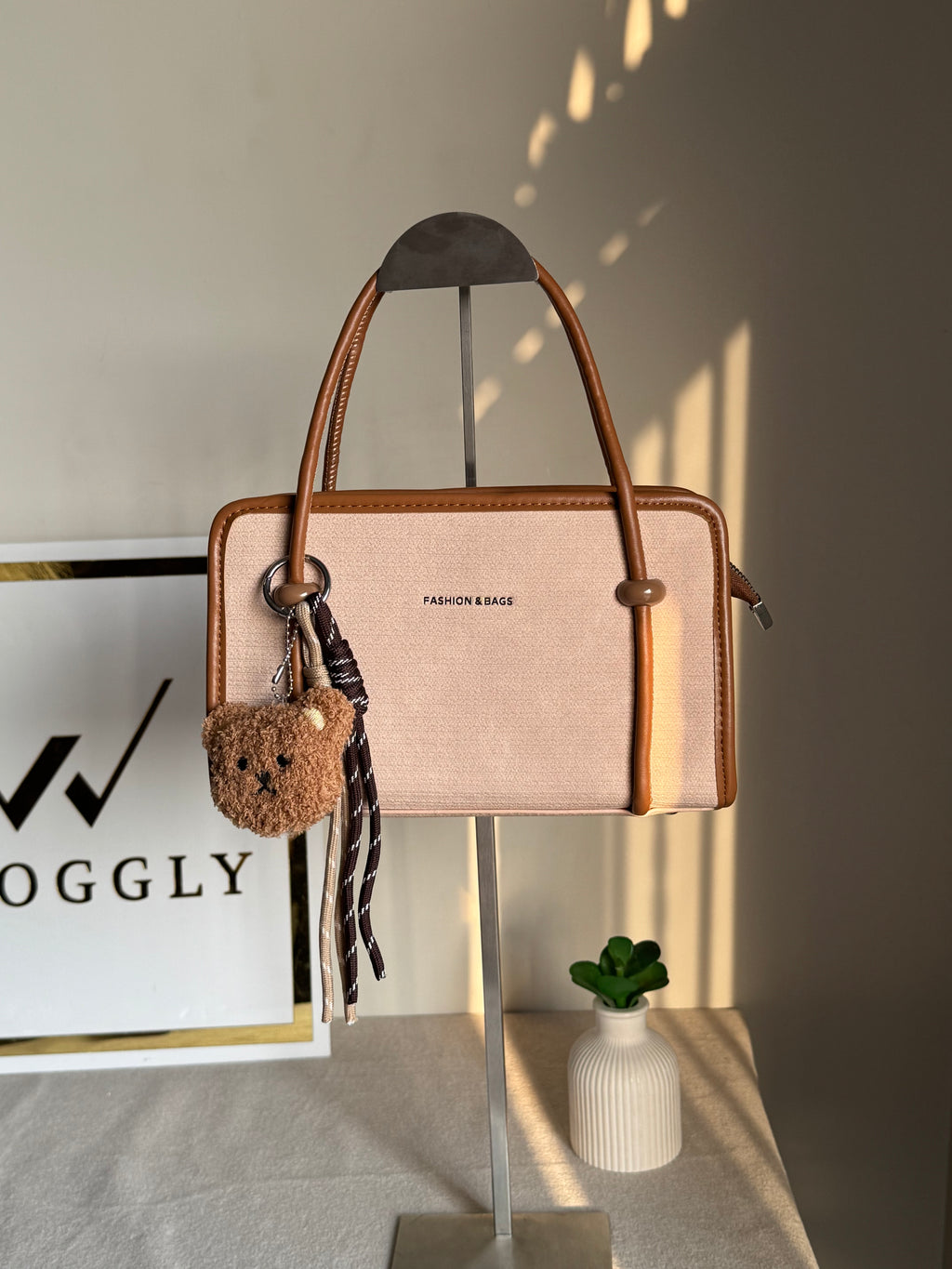 Coco Light Beige Teddy Bag with Teddy Bag Charm
