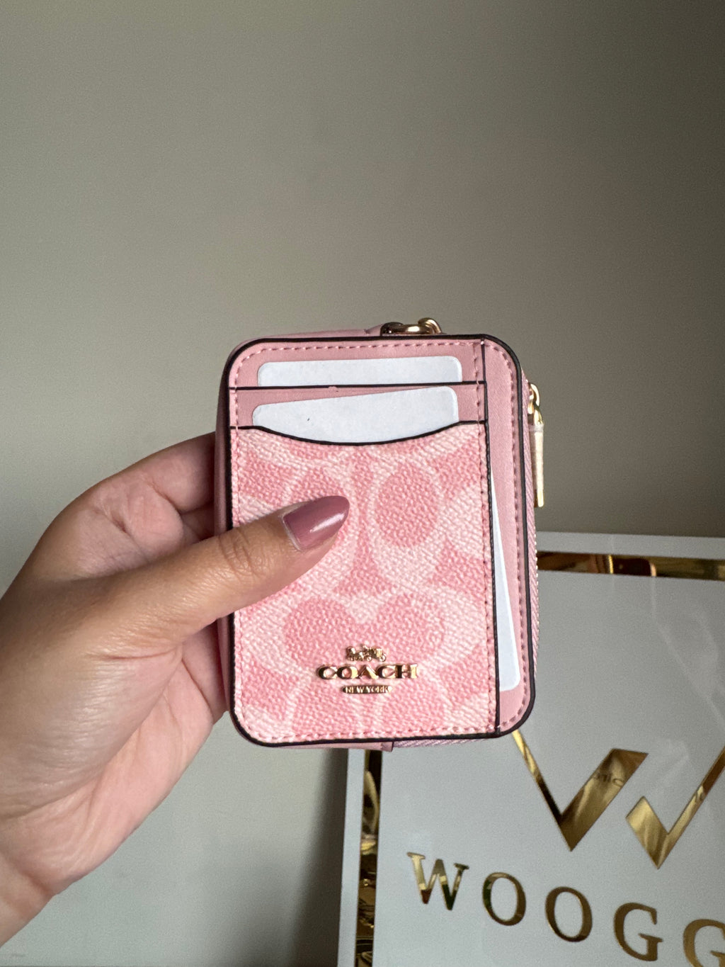 Coach Zip Card Case - Baby Pink