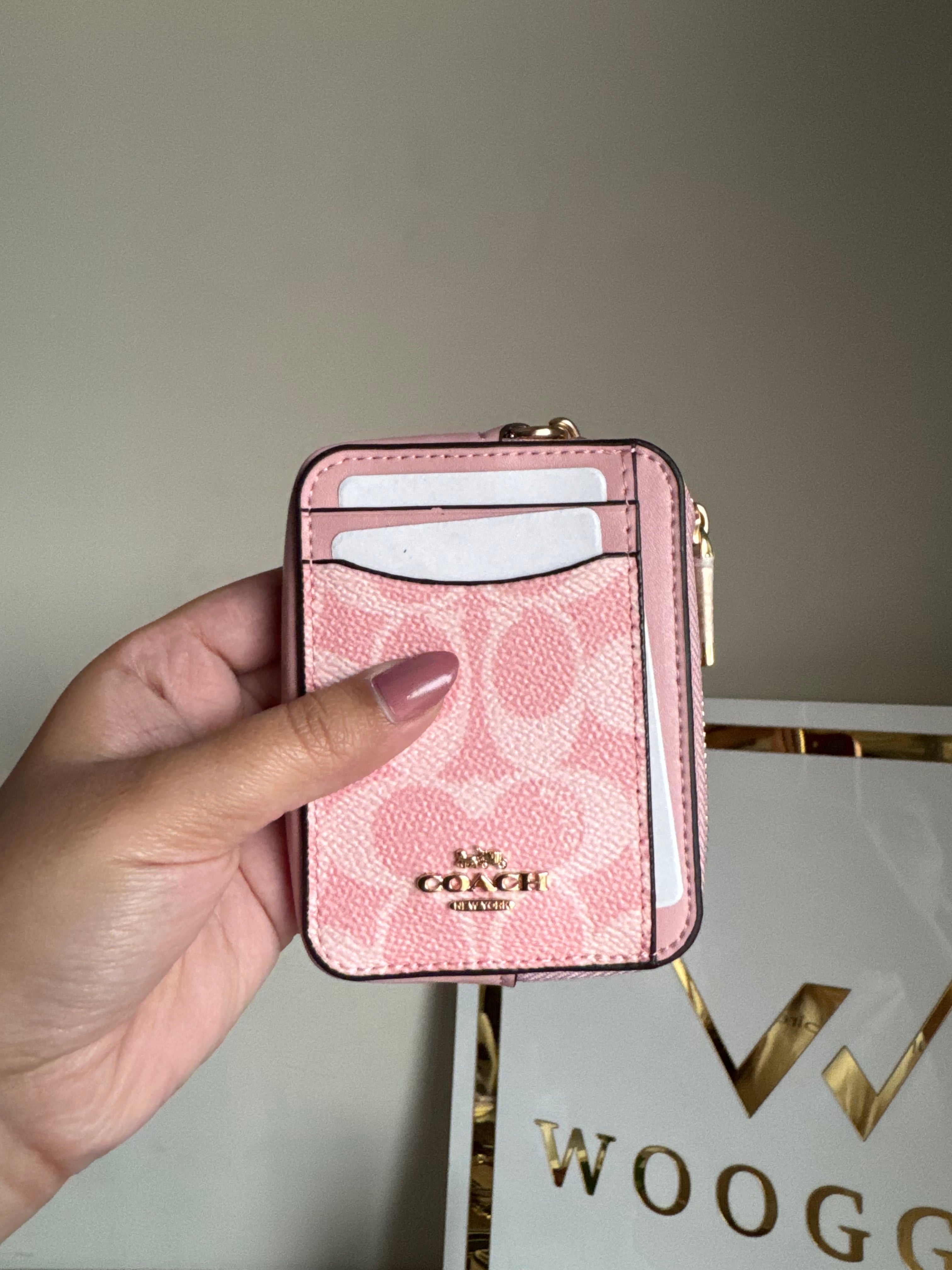 Coach Zip Card Case - Baby Pink