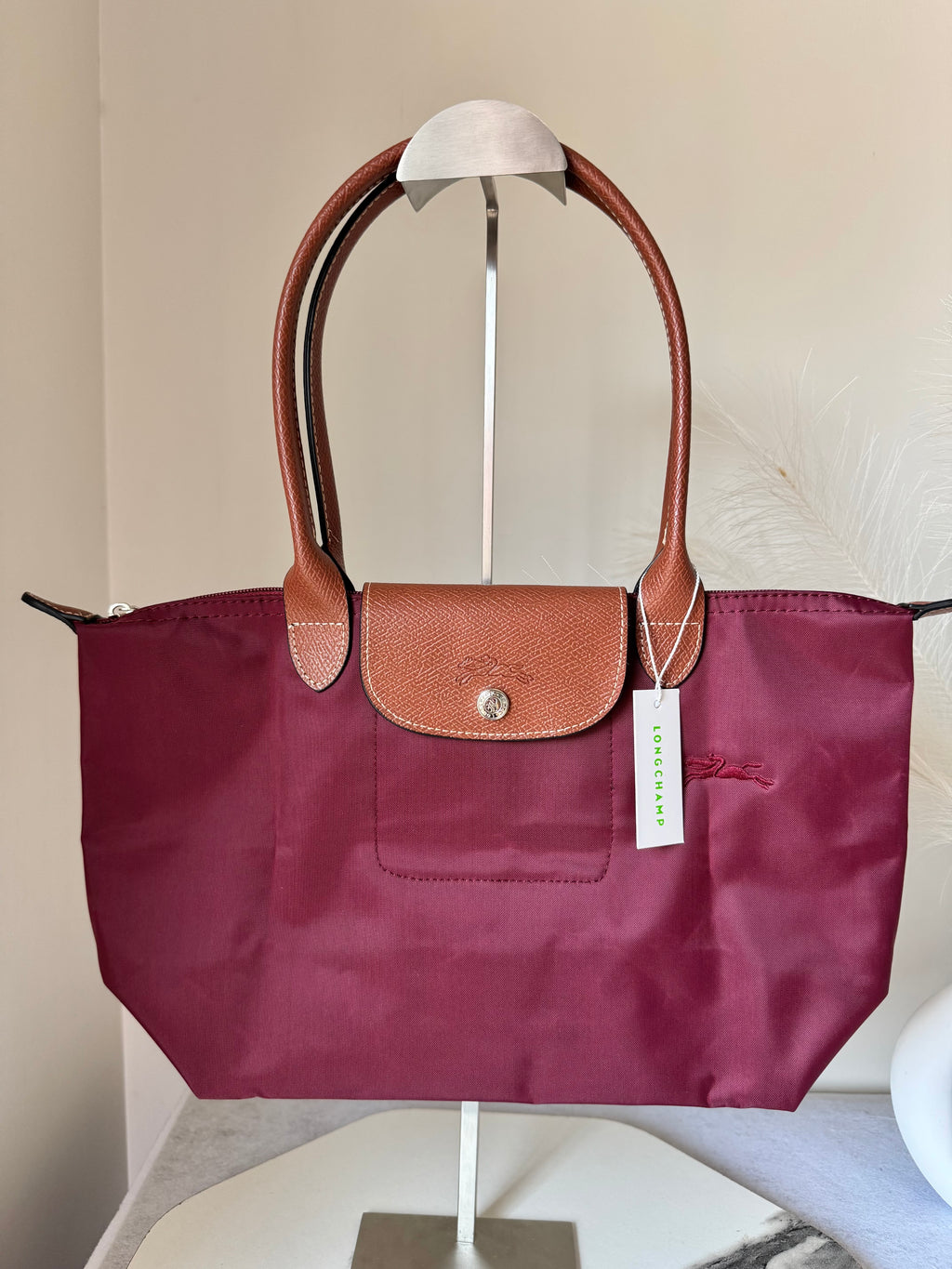Longchamp Tote MEDIUM - Wine Red (WITH BRAND LOGO)