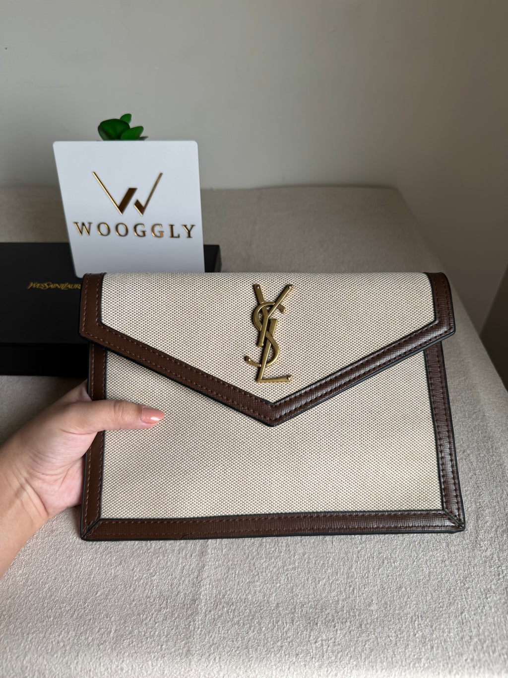 Premium Quality YSL Pouch with Box Packing - Statement Brown