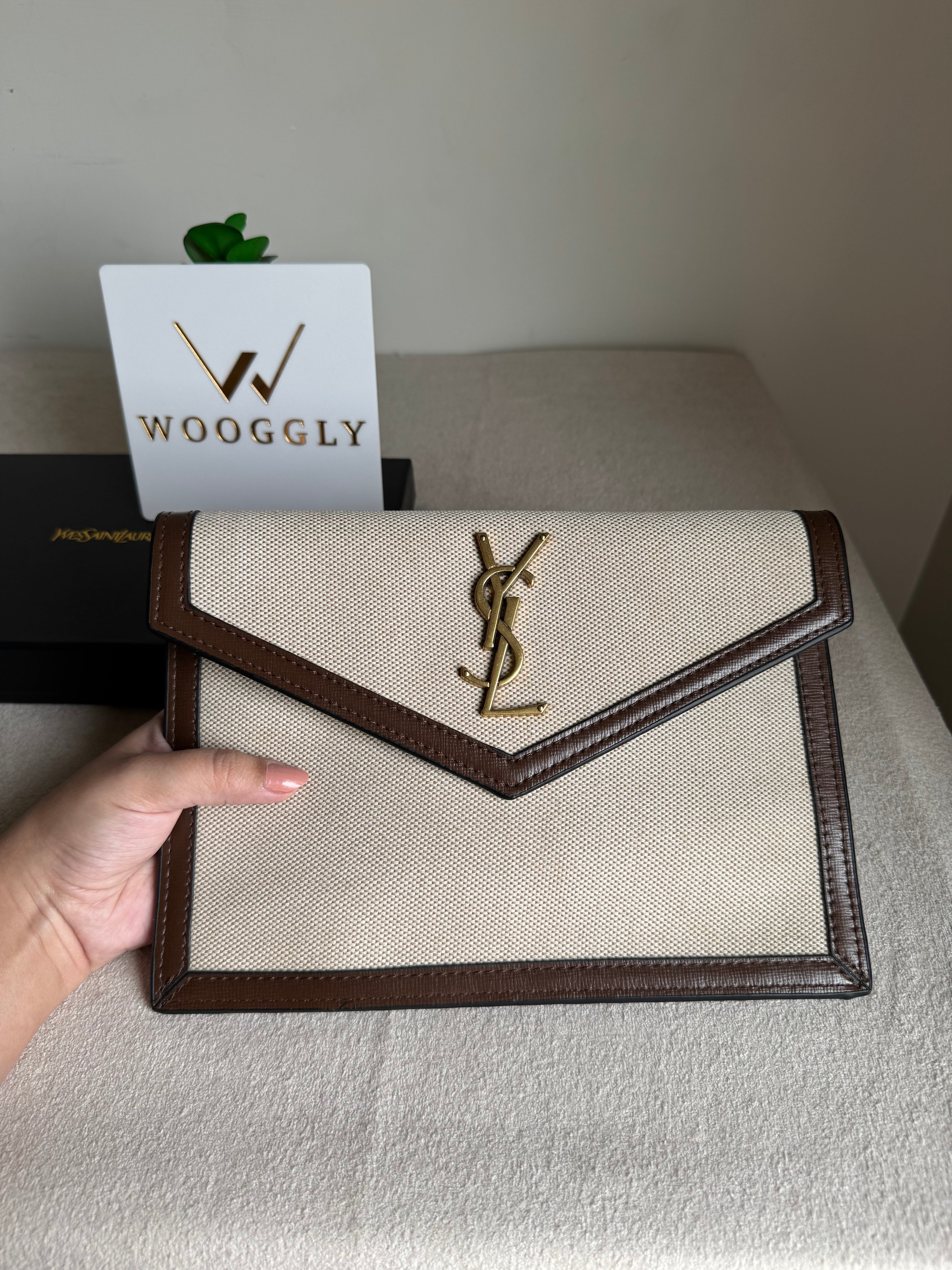 Premium Quality YSL Pouch with Box Packing - Statement Brown