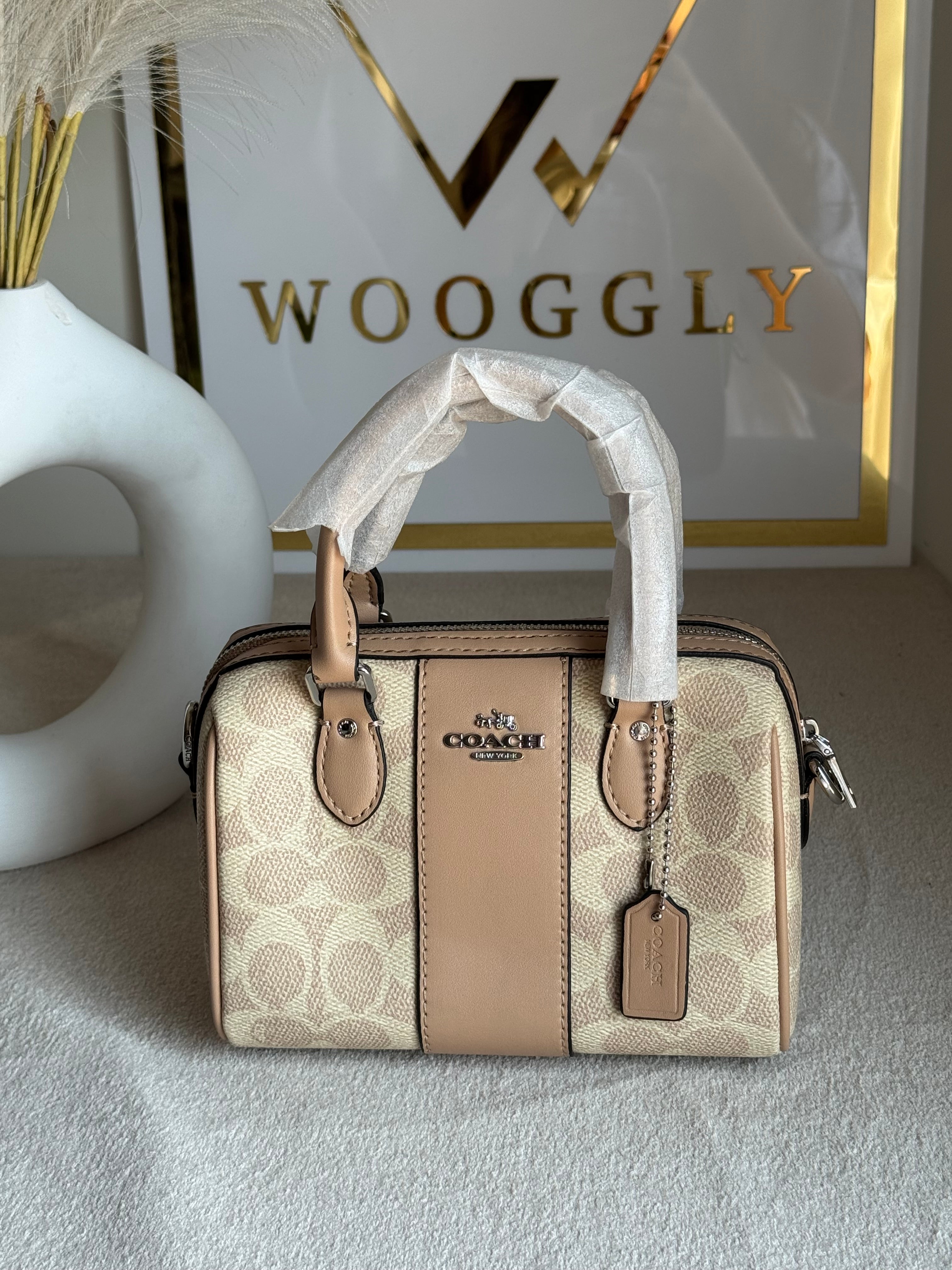 COACH Mini Duffle Bag PREMIUM with Long Strap (Beige) - BOX PACKING