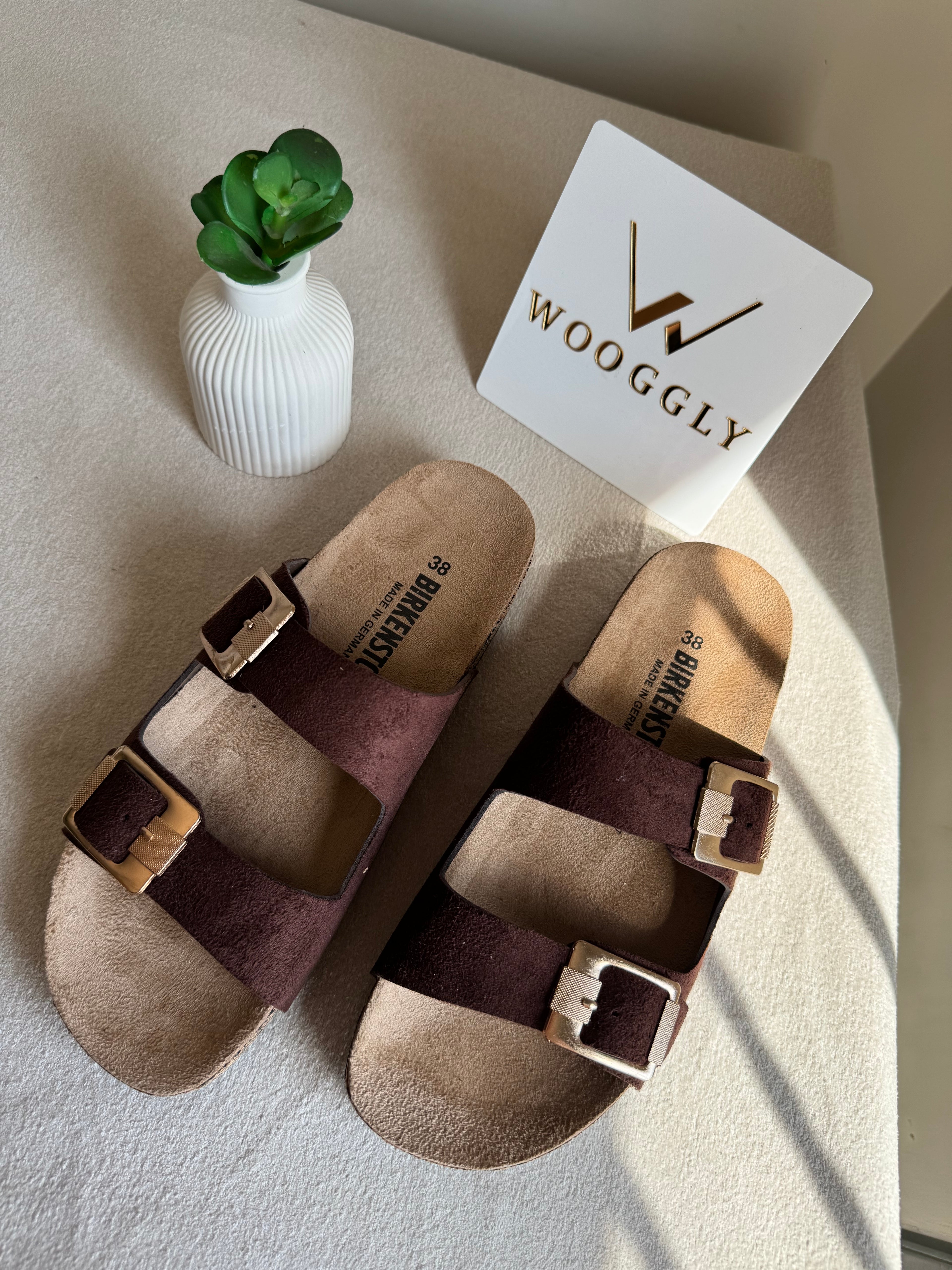 Viral Birkenstock Comfy Sandals - Suede Burgandy