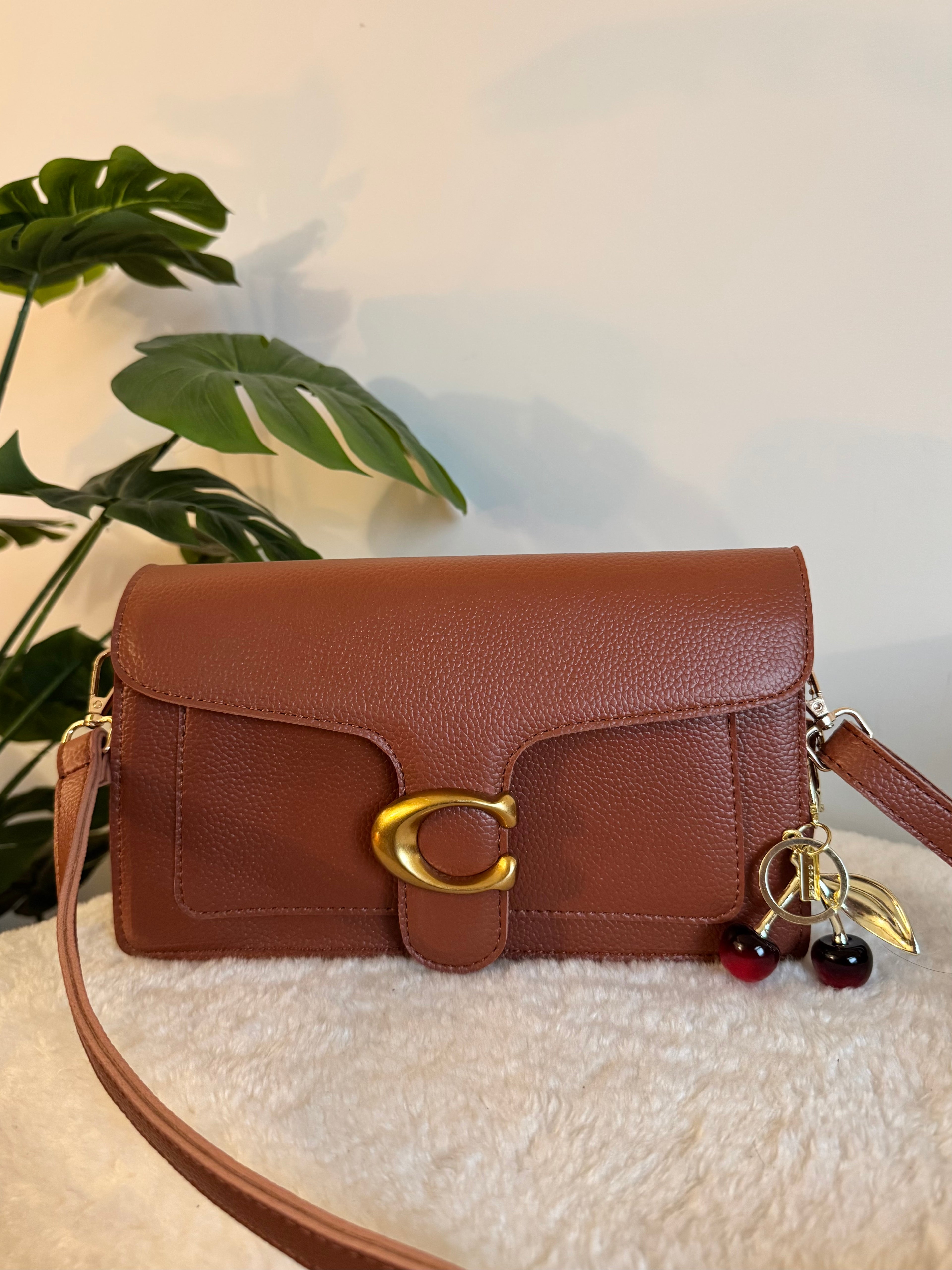 COACH TABBY with Coach Cherry Charm (Brown)