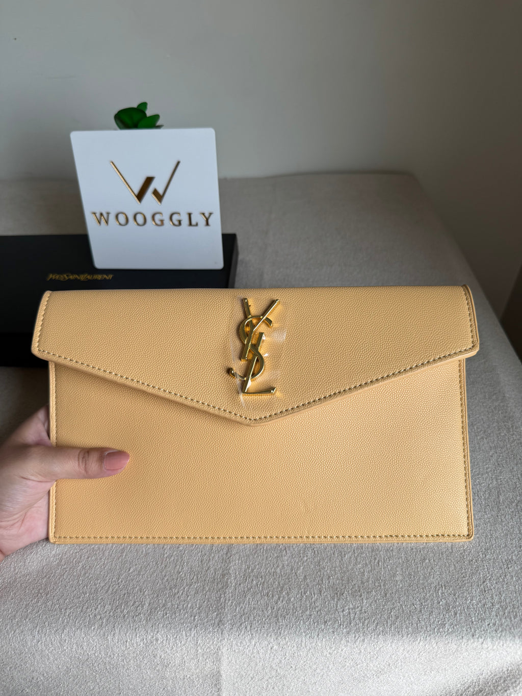 Premium Quality YSL Pouch with Box Packing - Butter Yellow