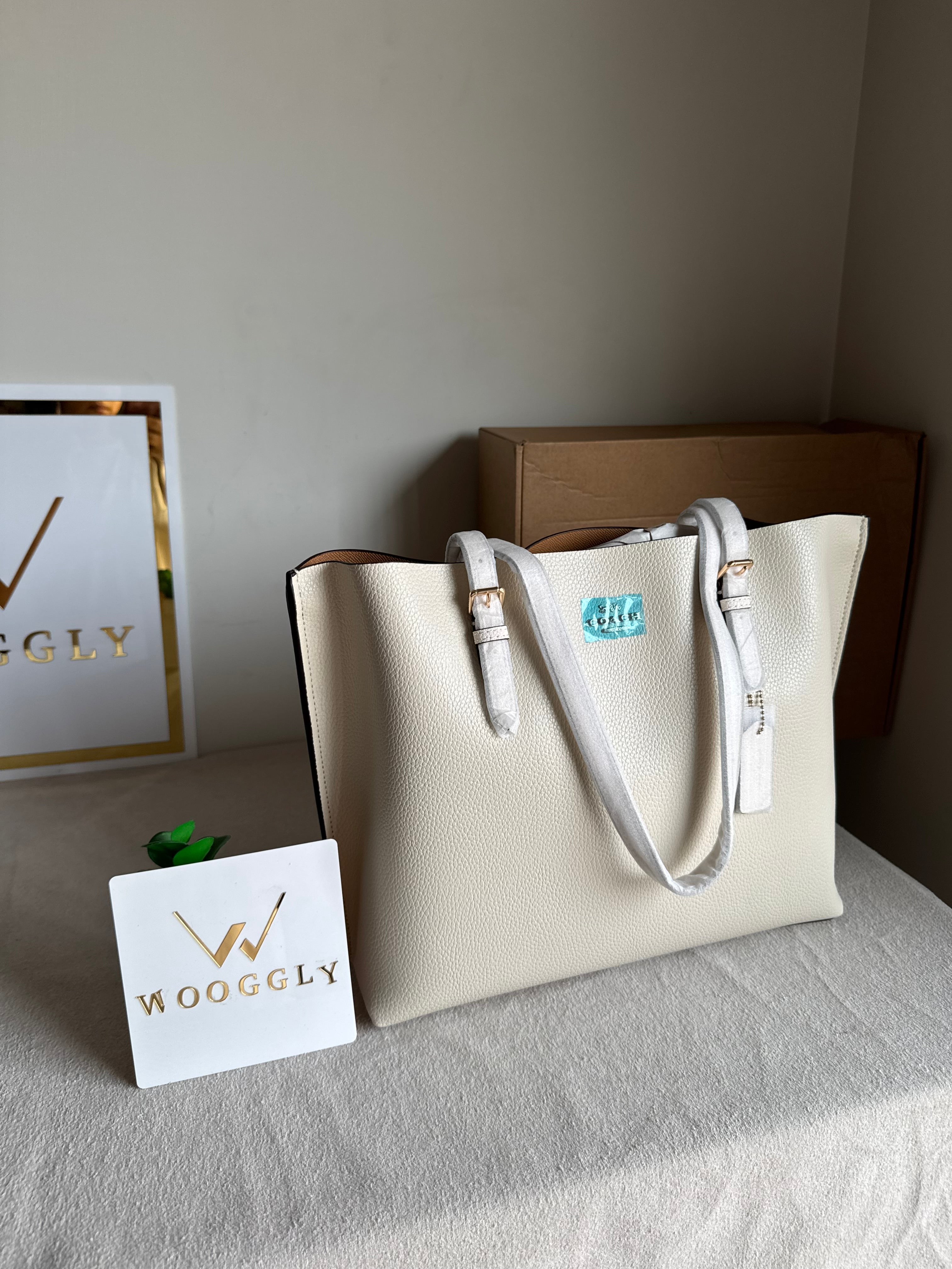 EXTREMELY PREMIUM COACH Mollie Tote Bag - Cream (BOX PACKING)