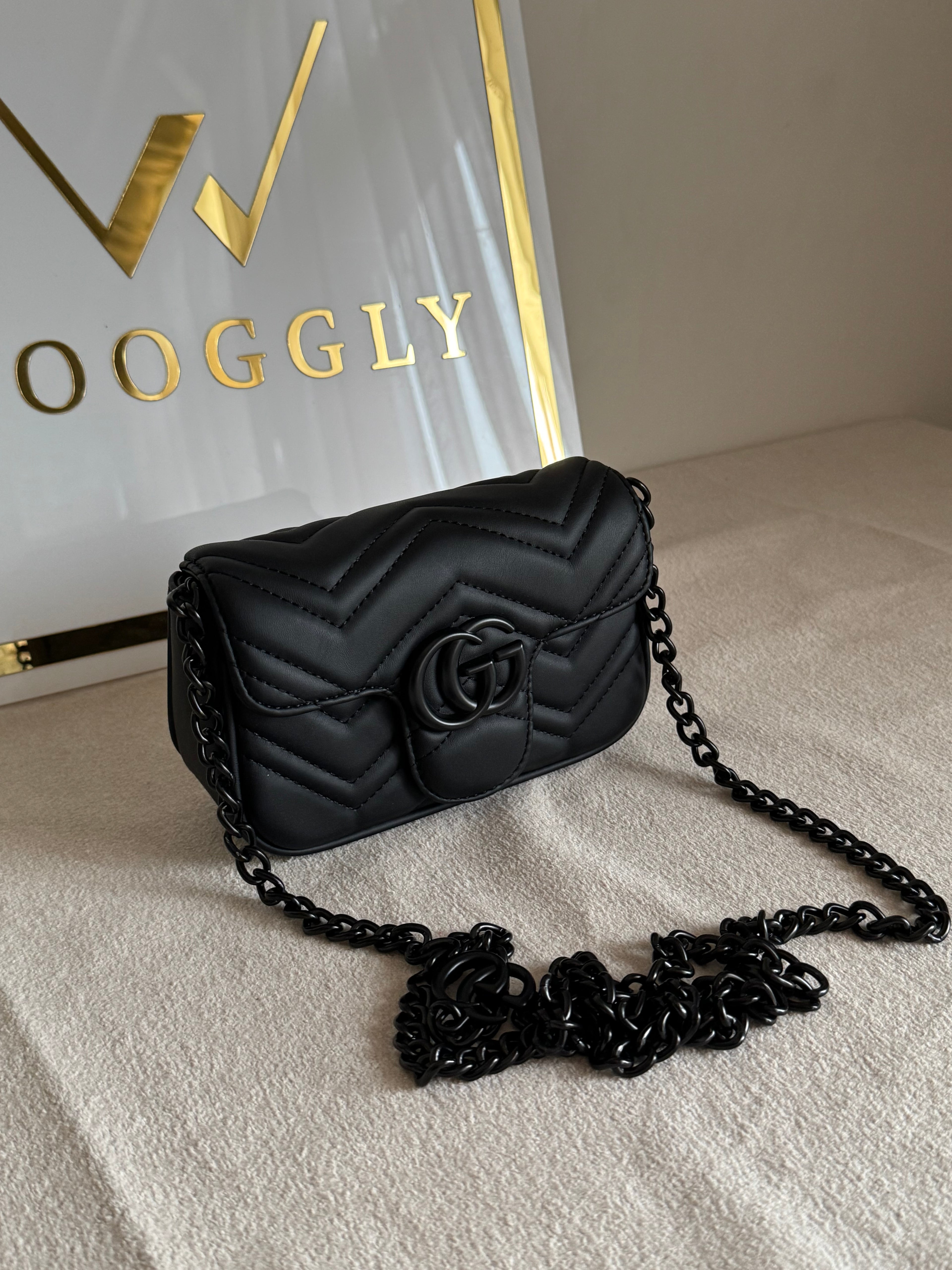 Gucci Signature Bag SMALL - Black on Black with Box Packing