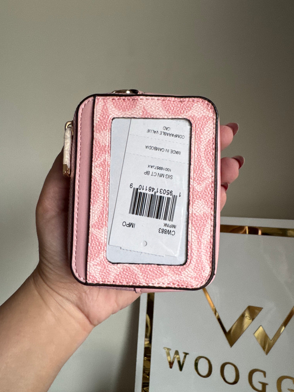 Coach Zip Card Case - Baby Pink