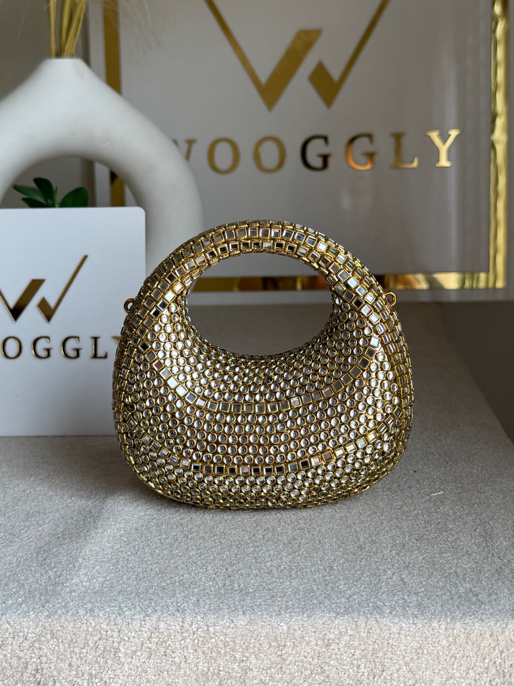 Viral Kundan Clutch with Chain - Design 2
