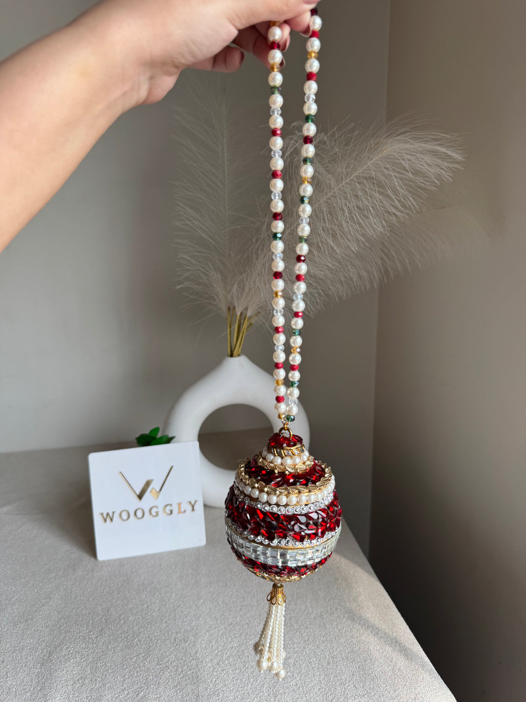 Turkish Potli - Reddish Kundan