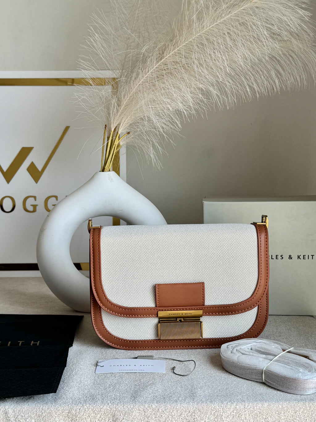 Premium C&K Coco Bag with PROPER PACKING Cream & Brown