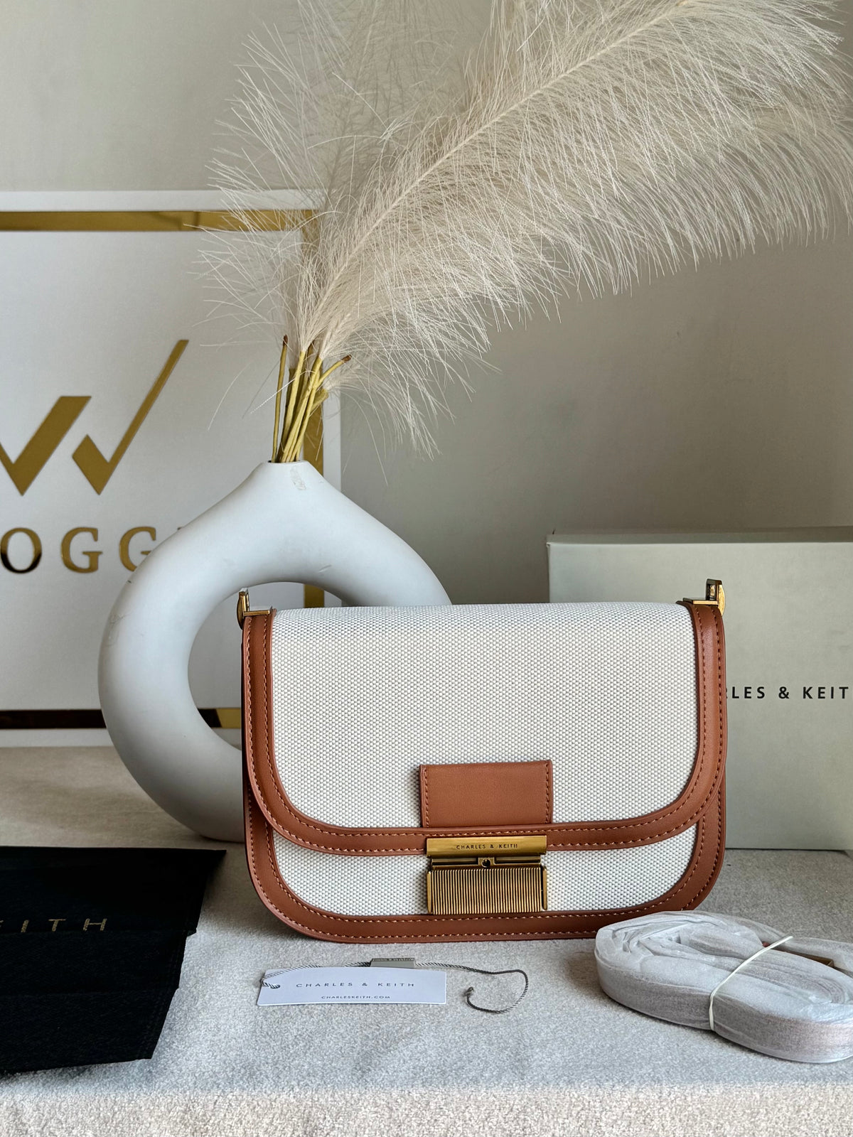 Premium C&K Coco Bag with PROPER PACKING Cream & Brown
