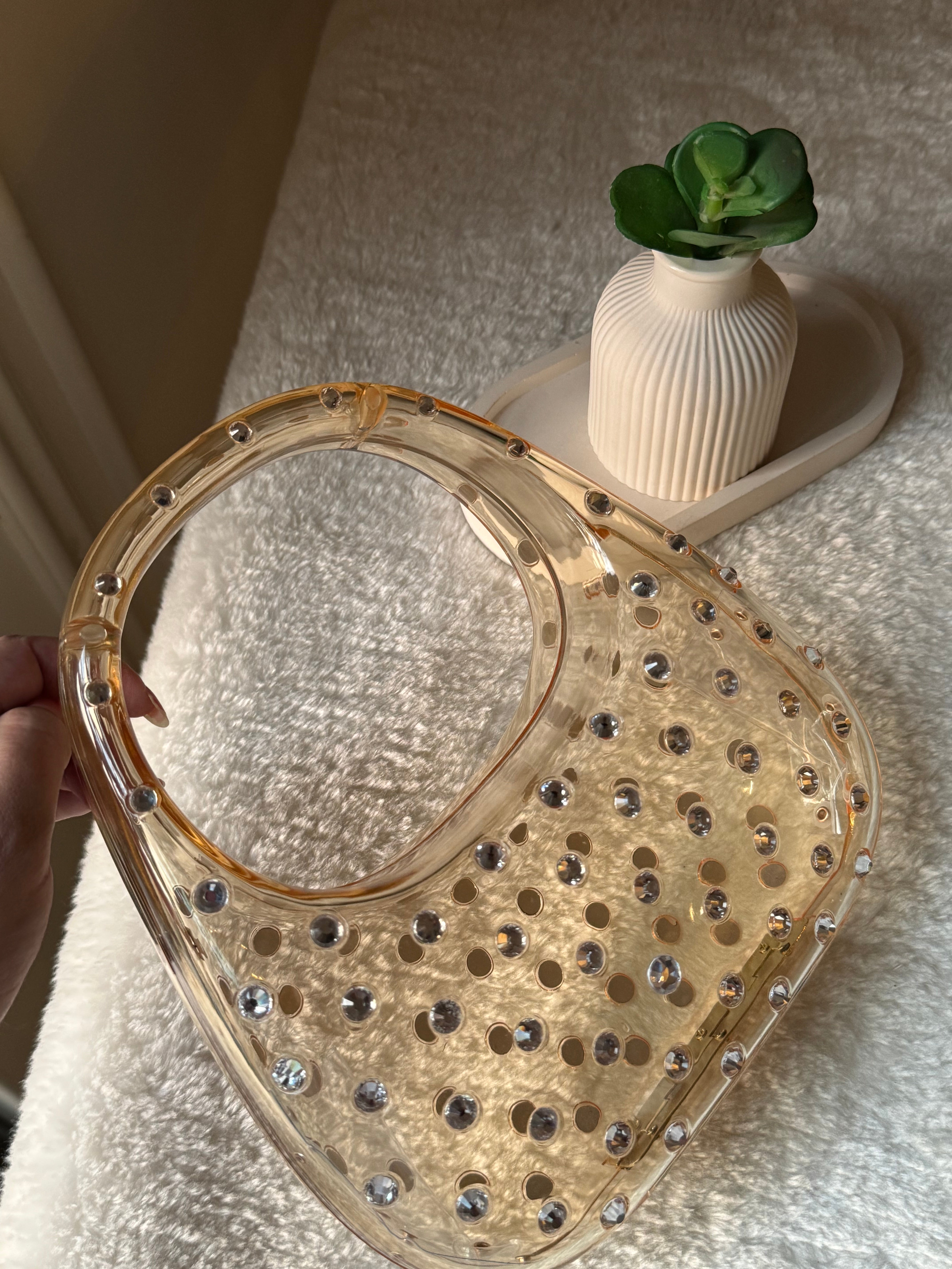 Glimmer Clutch (Champagne) with Long Chain