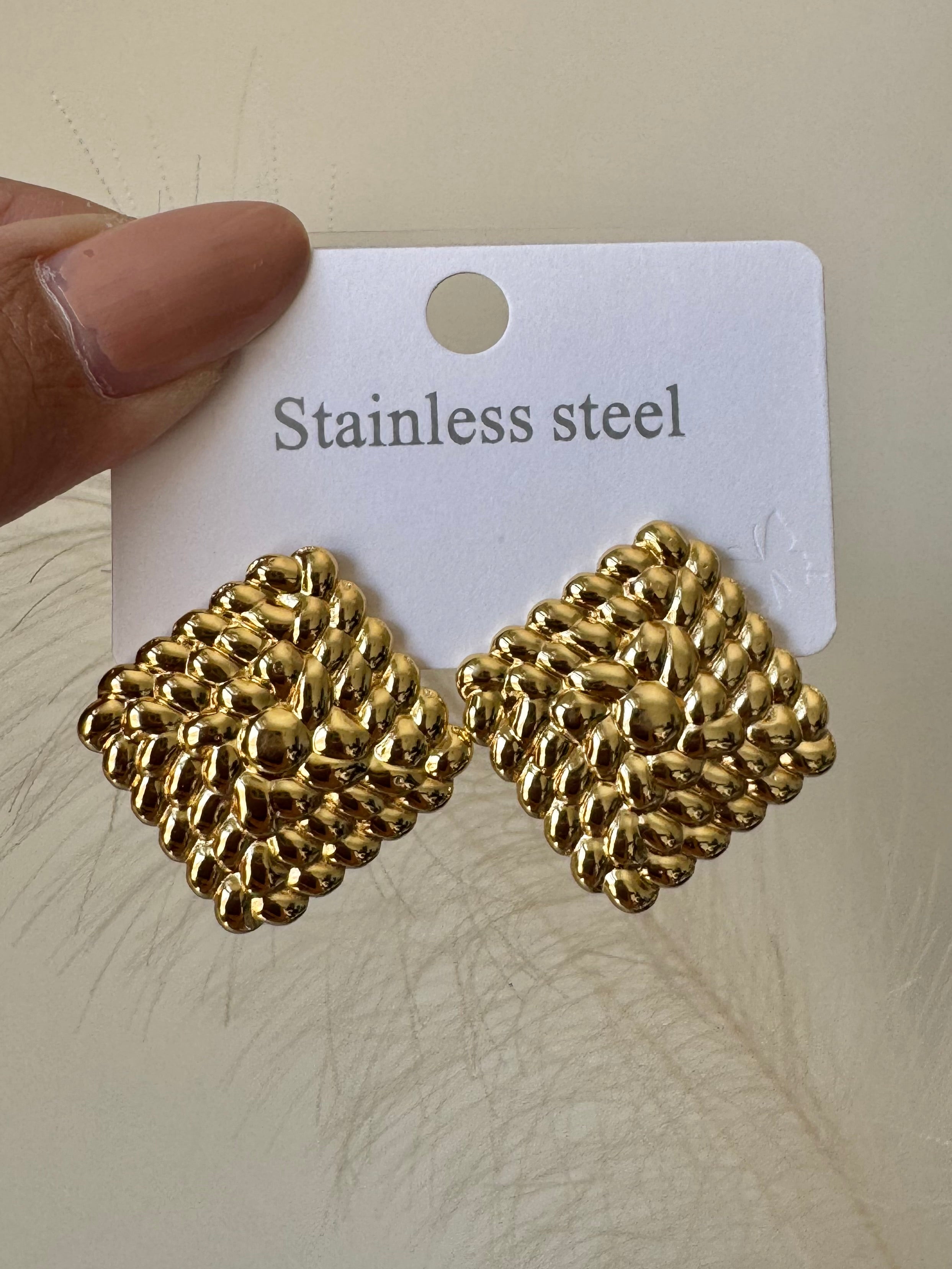 Shimmer Square Earrings - 18K Gold Plated