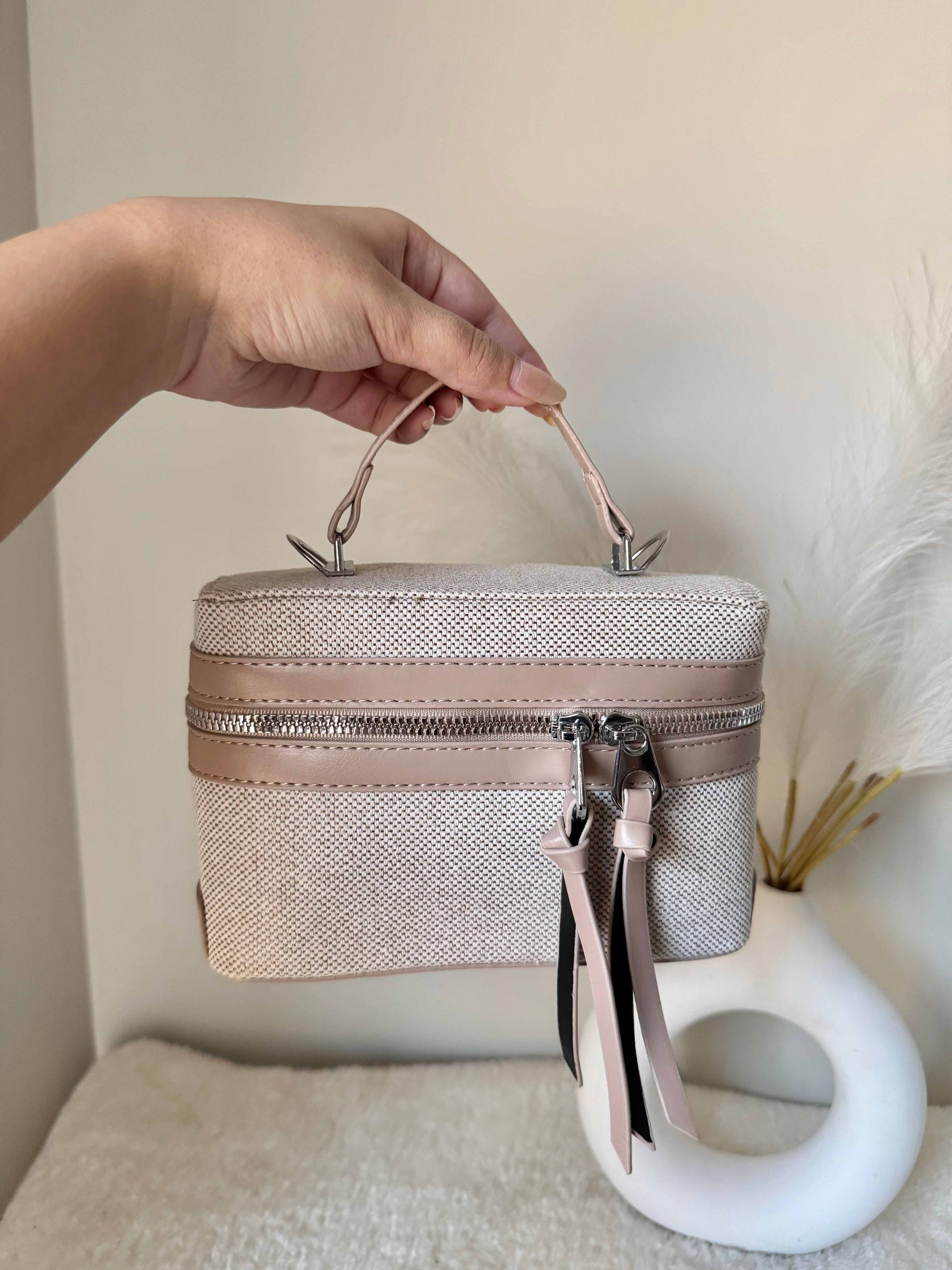 ZARA Inspired Box Bag - Beige with Long Strap