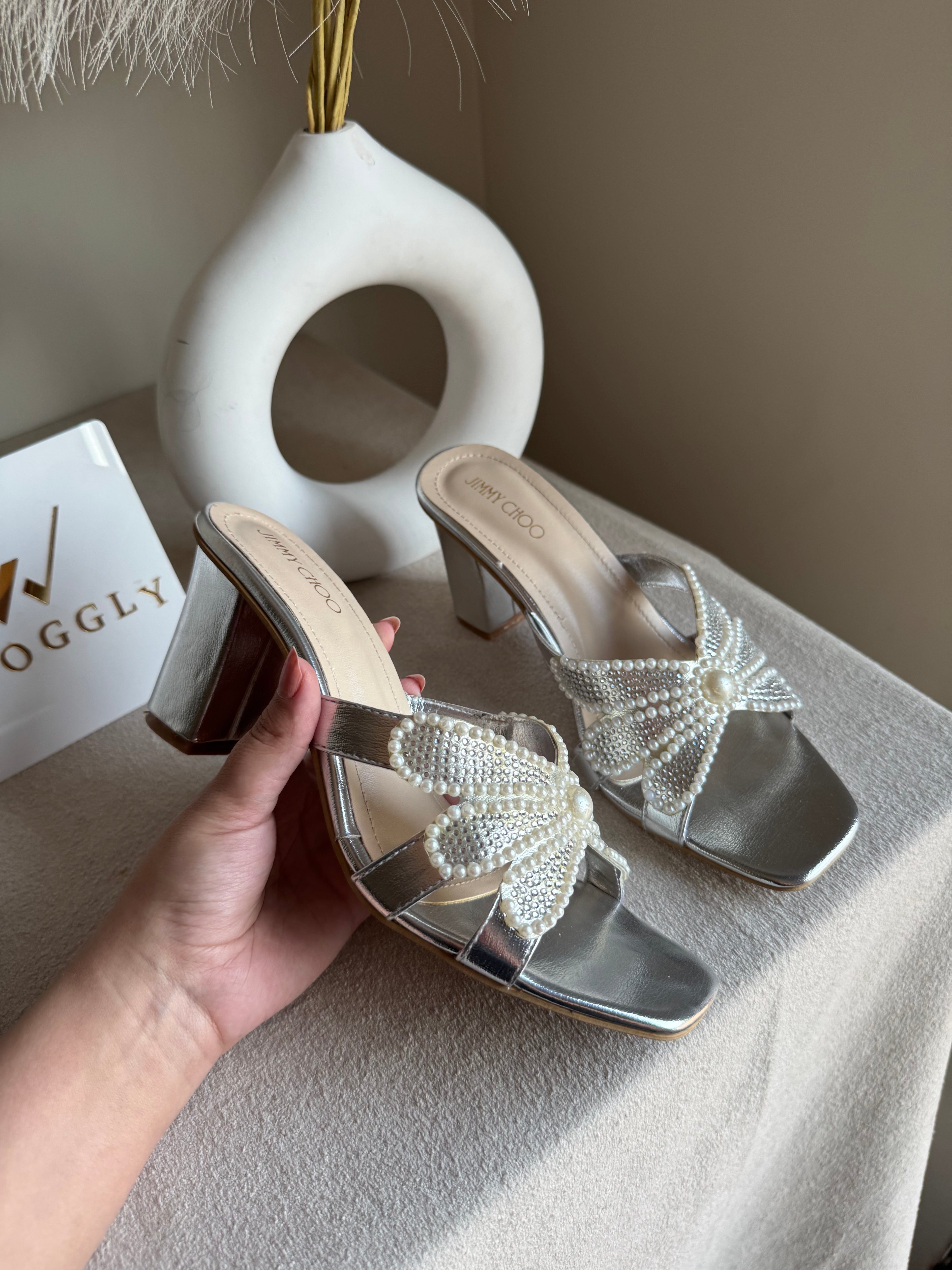 Jimmy Choo Pearl Heels - Silver