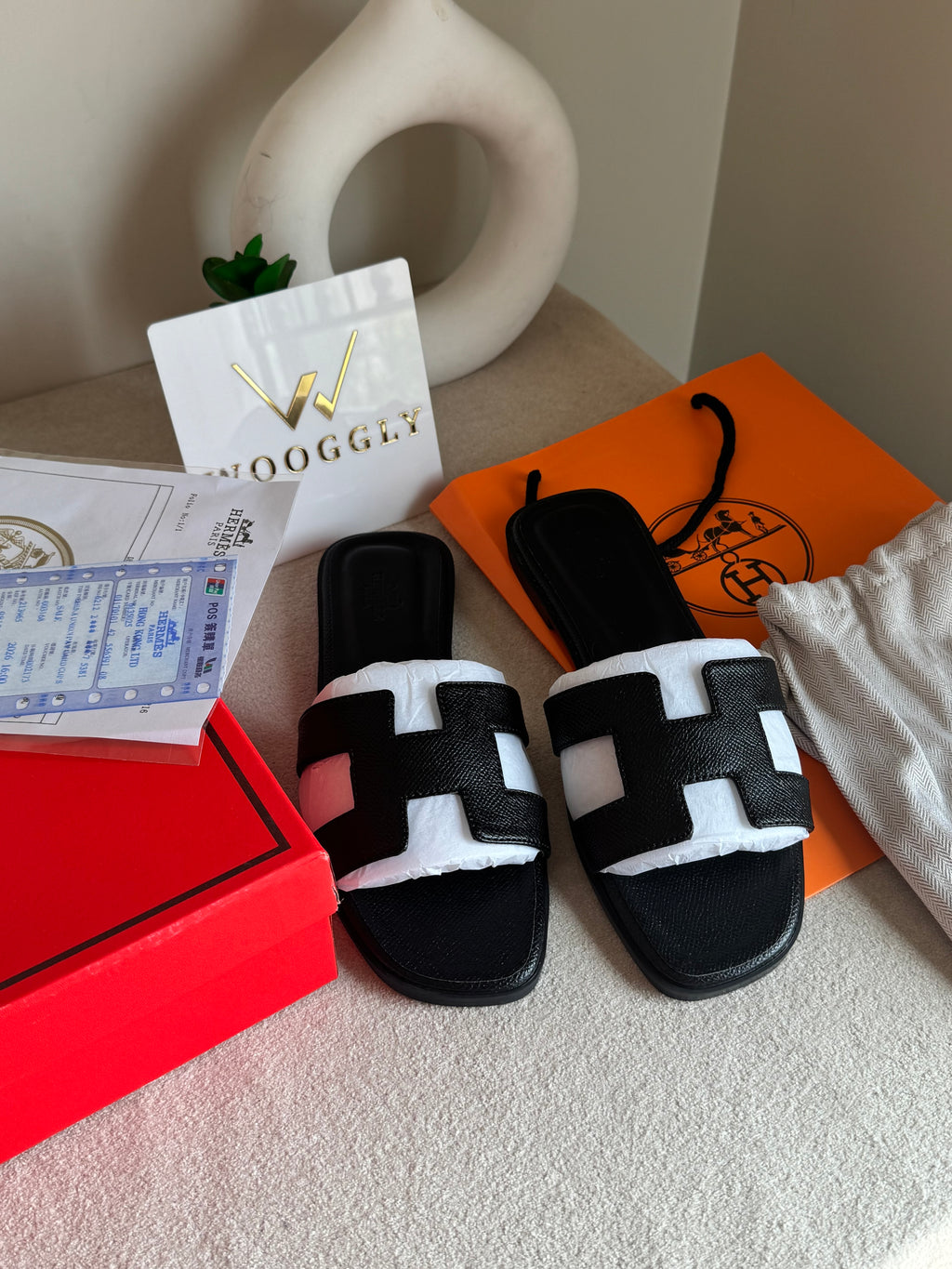 Premium Hermes Slides Black