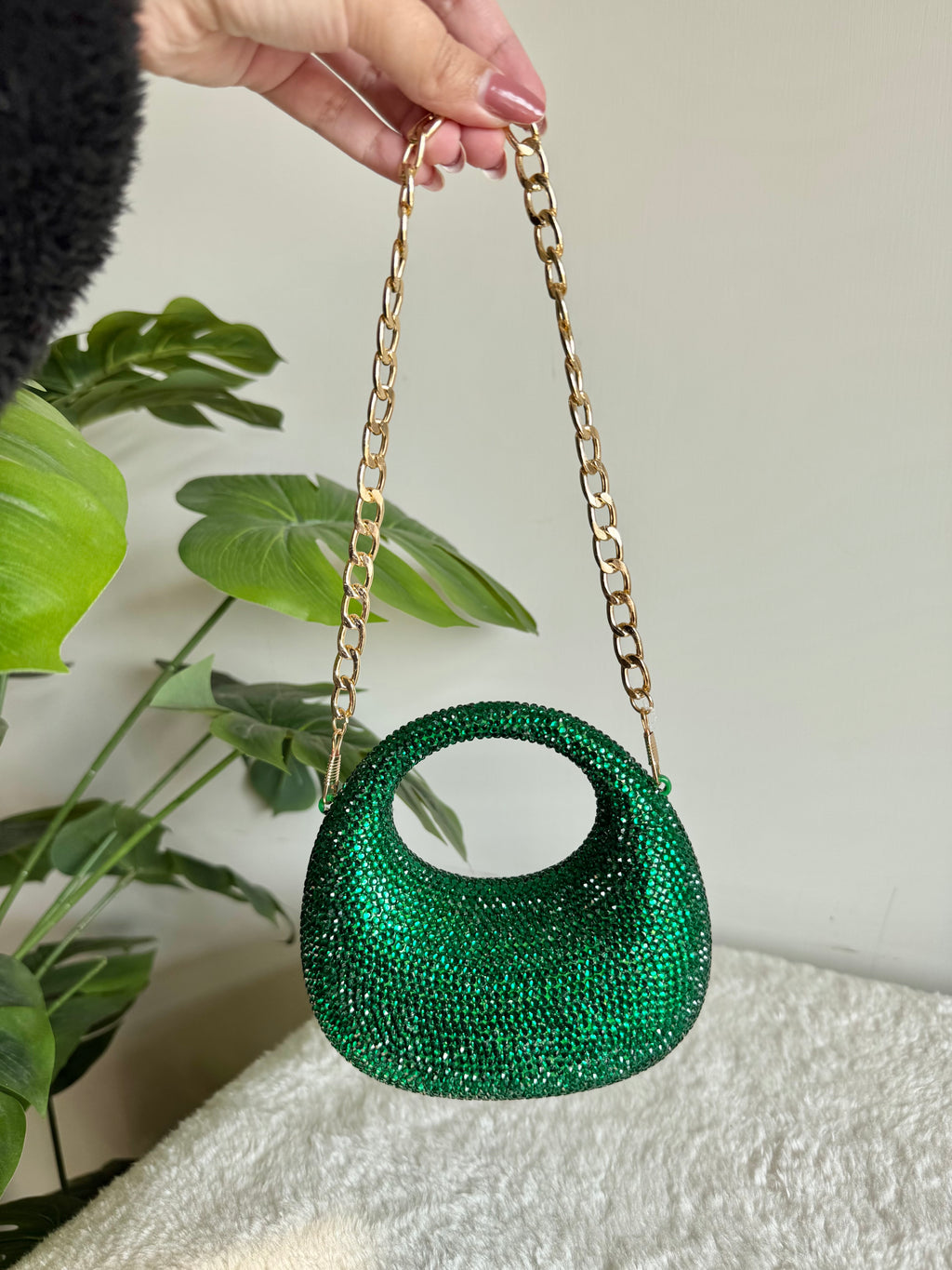 Viral Swarovski Metallic Clutch - Mini Emerald Green