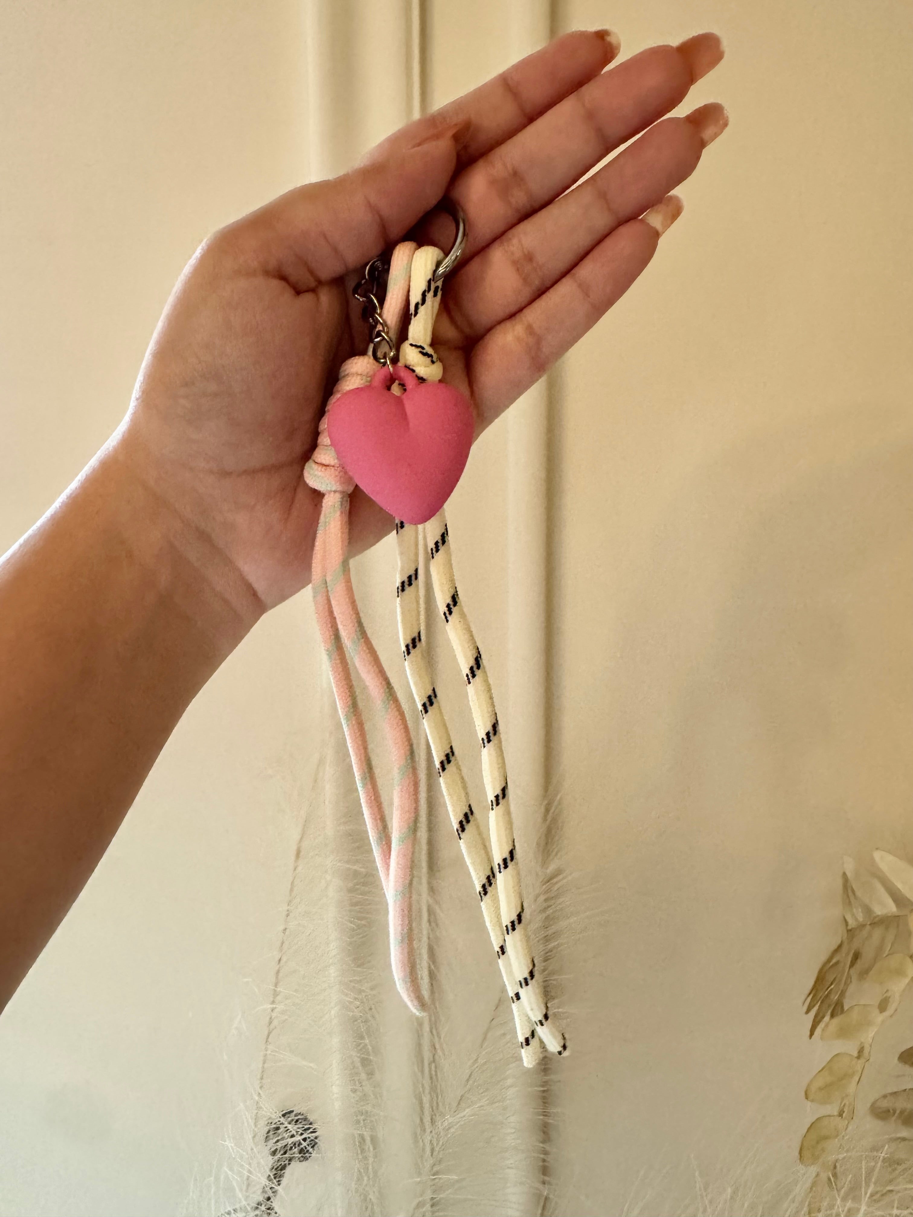 Pink Heart Bag Charm