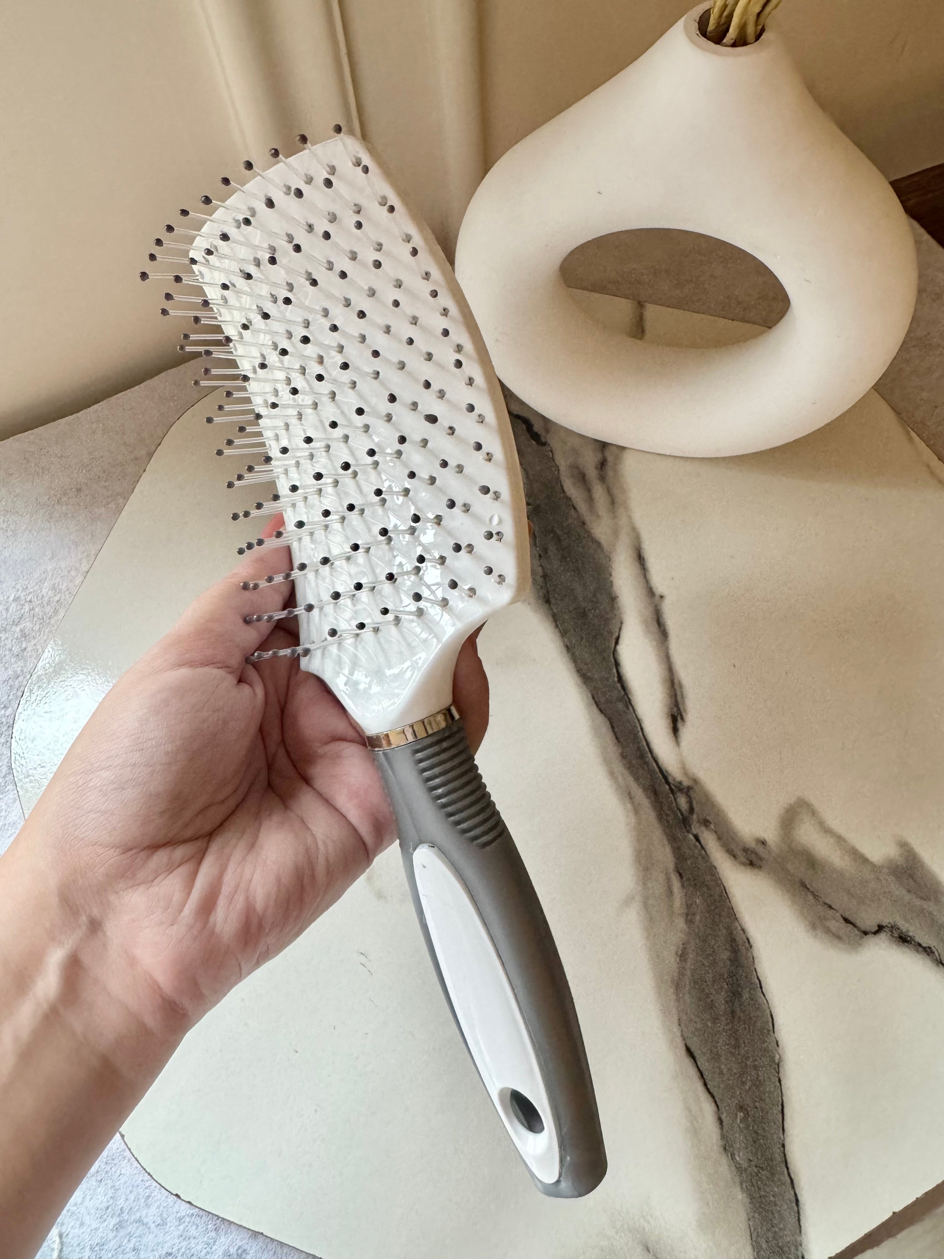 Detangle Hair Brush - White & Grey