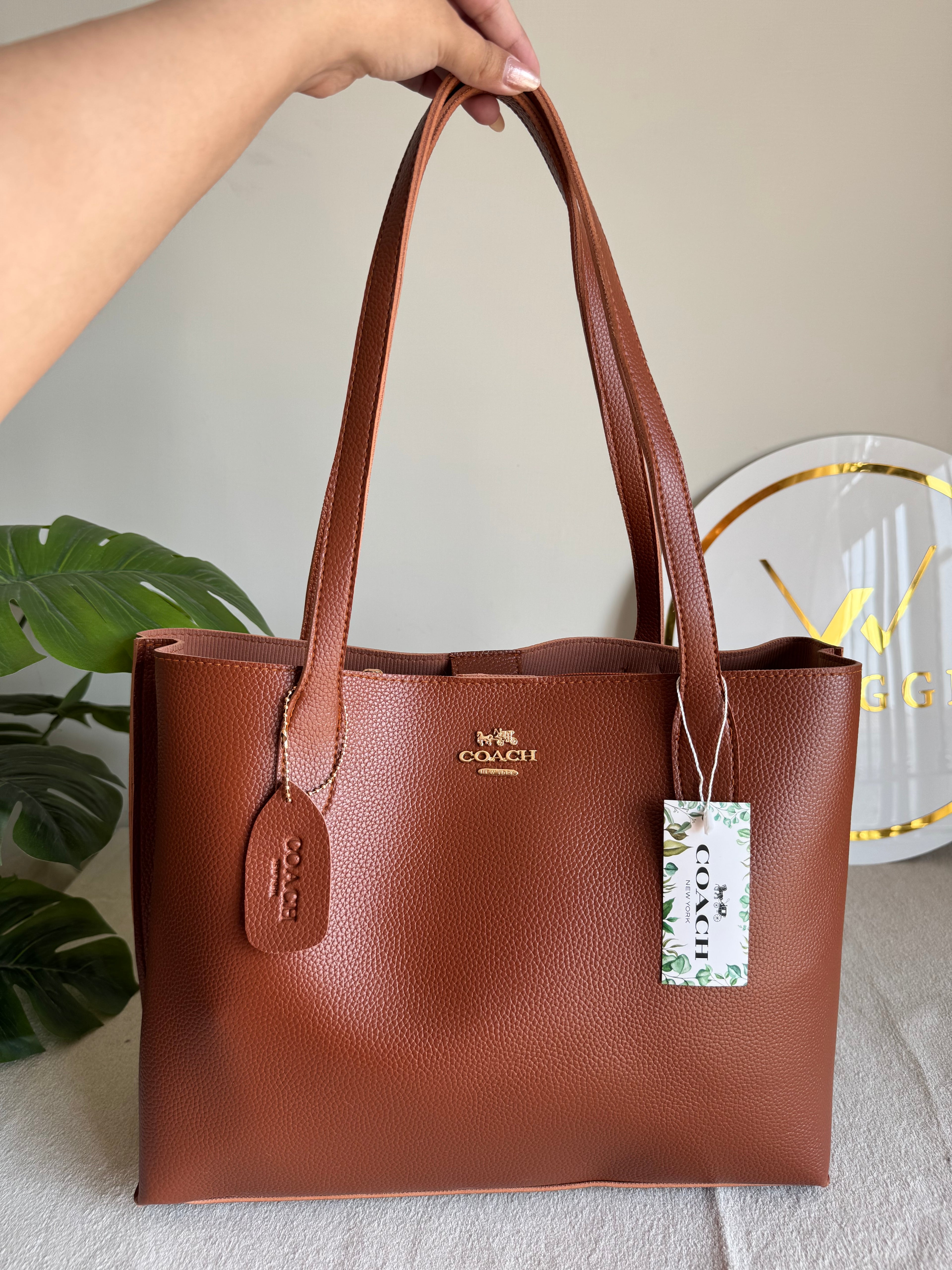COACH Solid Tote Bag - Fall Brown